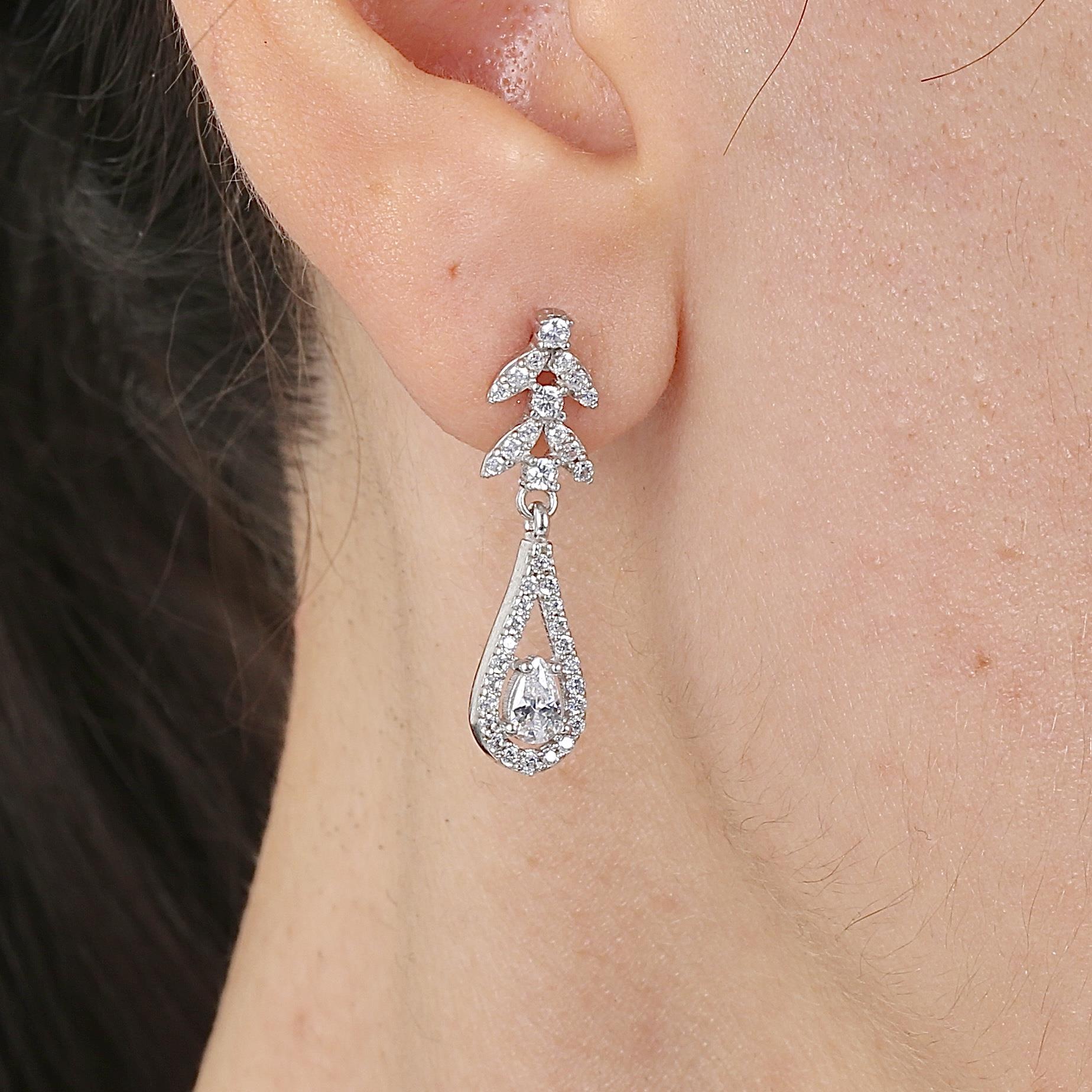 Diamond Setting Drop Sparkle Silver Triple Set