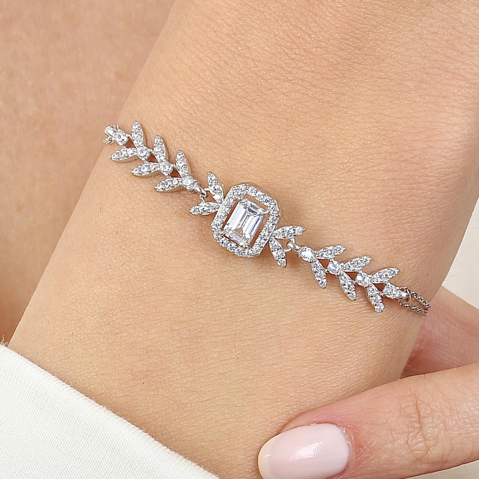 Diamond Baguette Silver CZ Bracelet