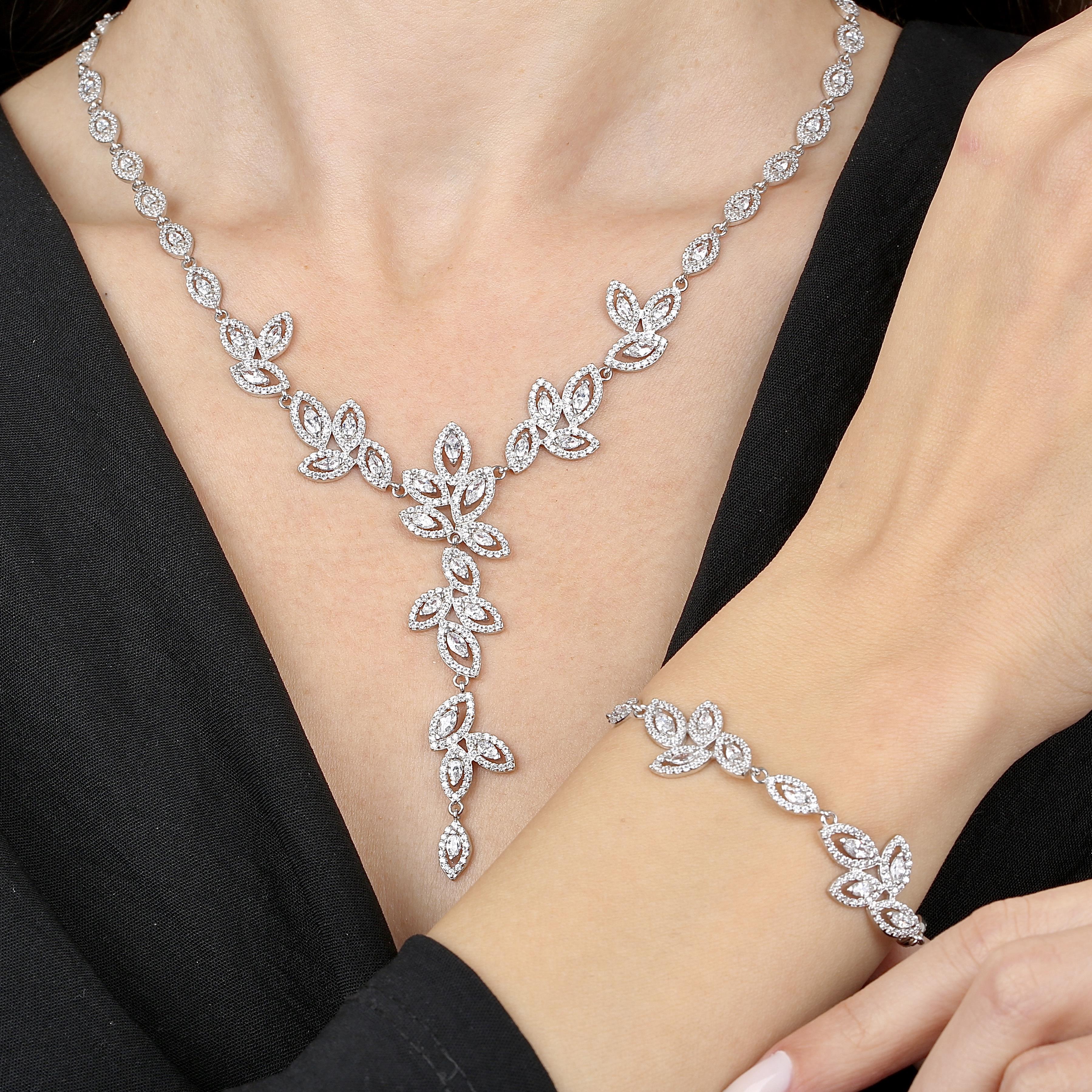 Diamond Full Stone Silver First Dance Waterway Set