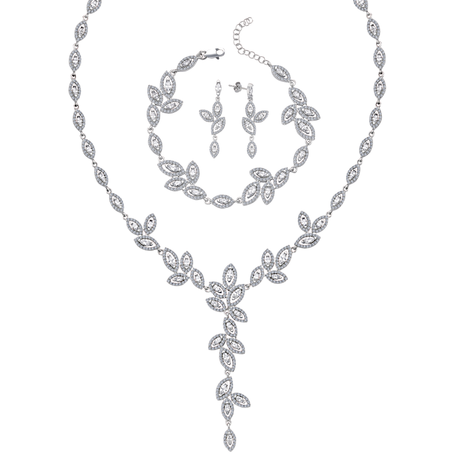 Diamond Full Stone Silver First Dance Waterway Set