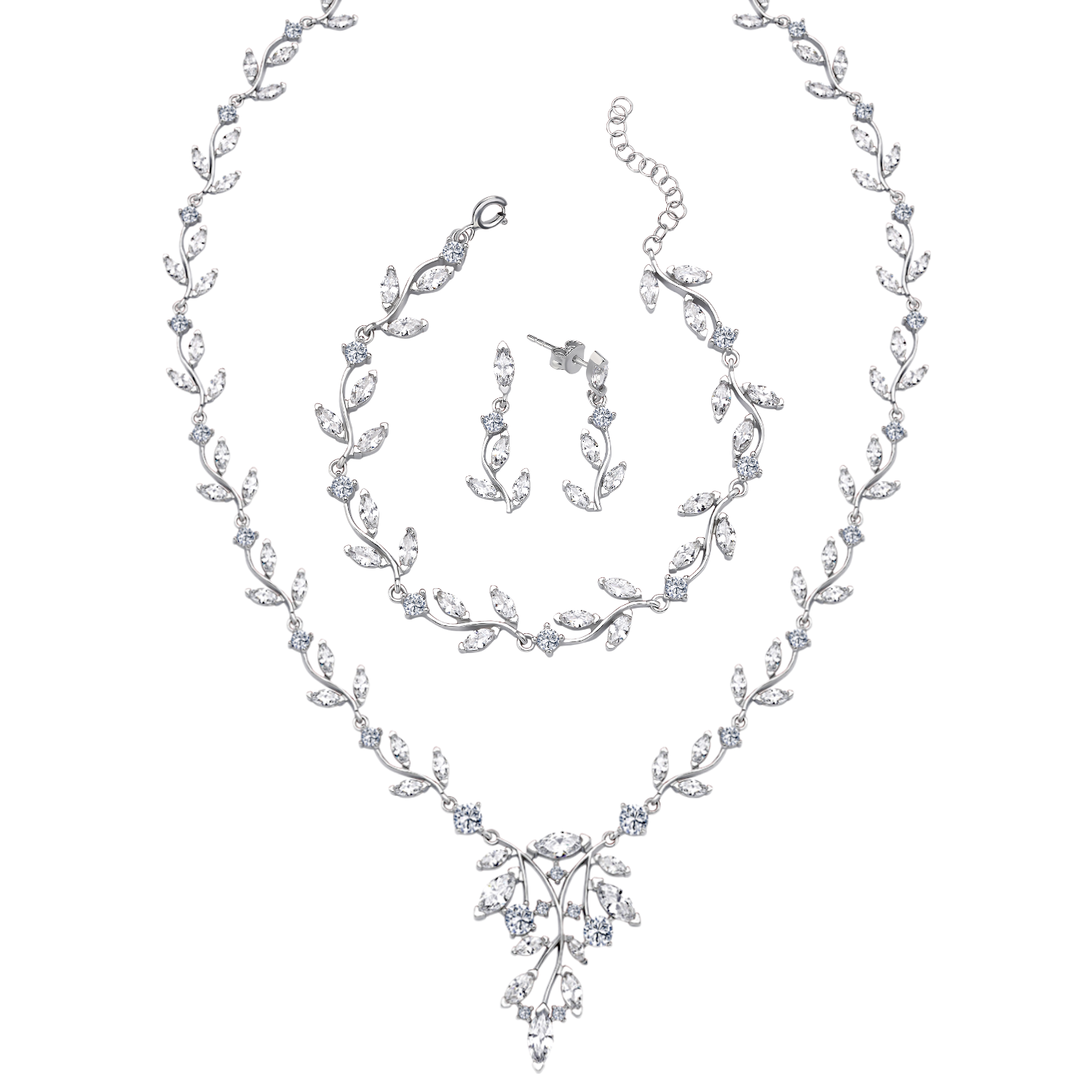 Diamond Full Stone Silver Melody Waterway Set
