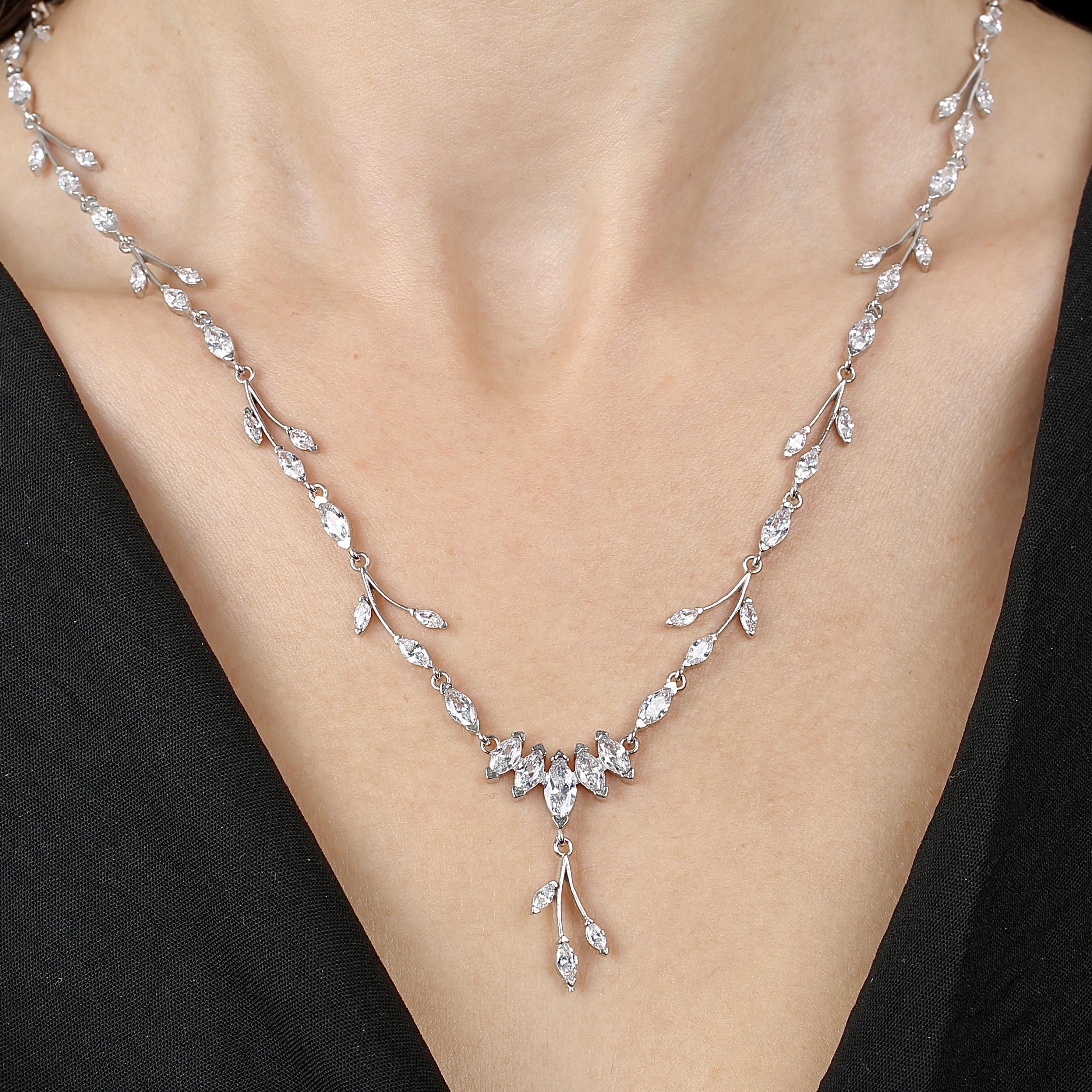 Diamond Full Stone Love Story Silver Waterway Set