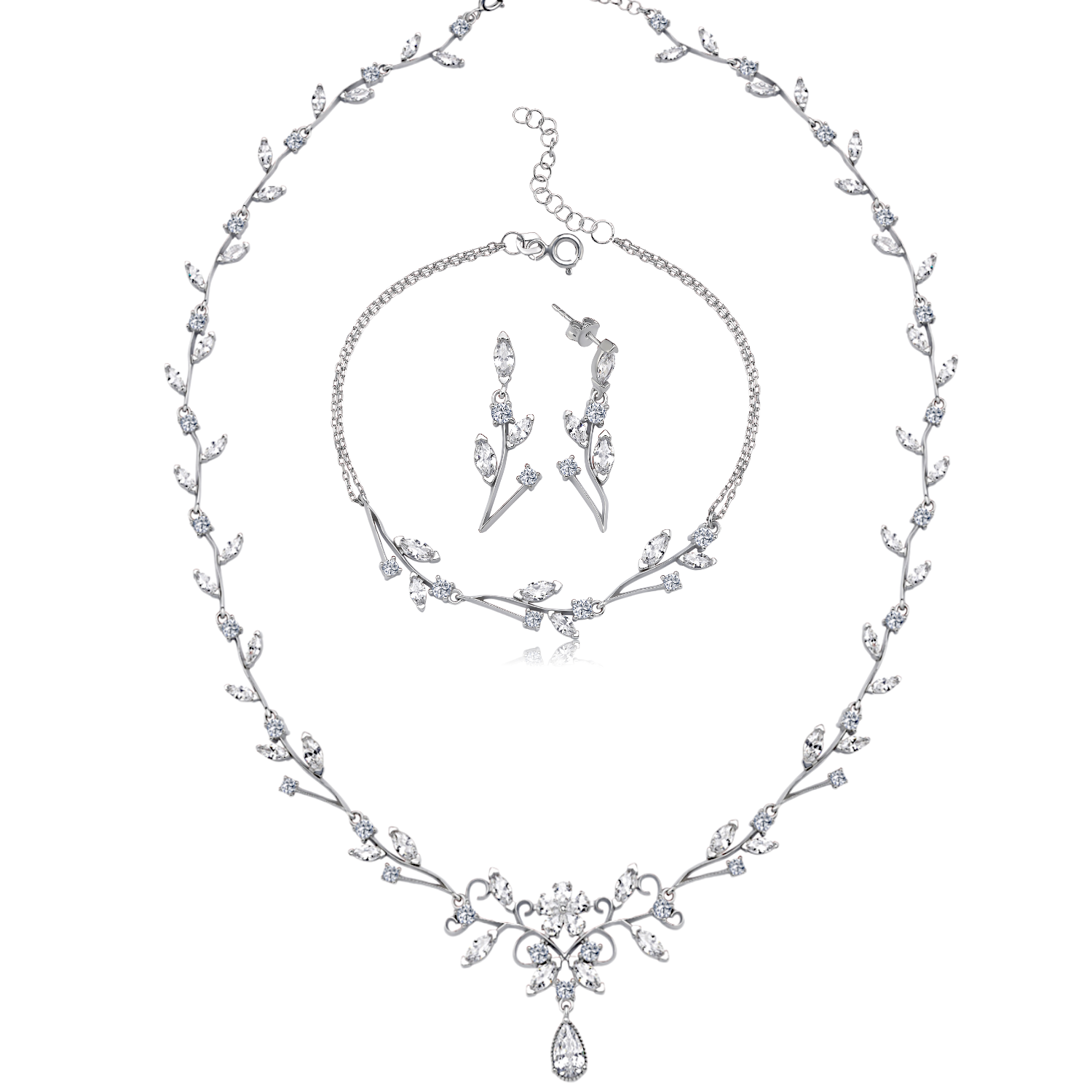 Diamond Love Silver Bouquet Tennis Waterway Set