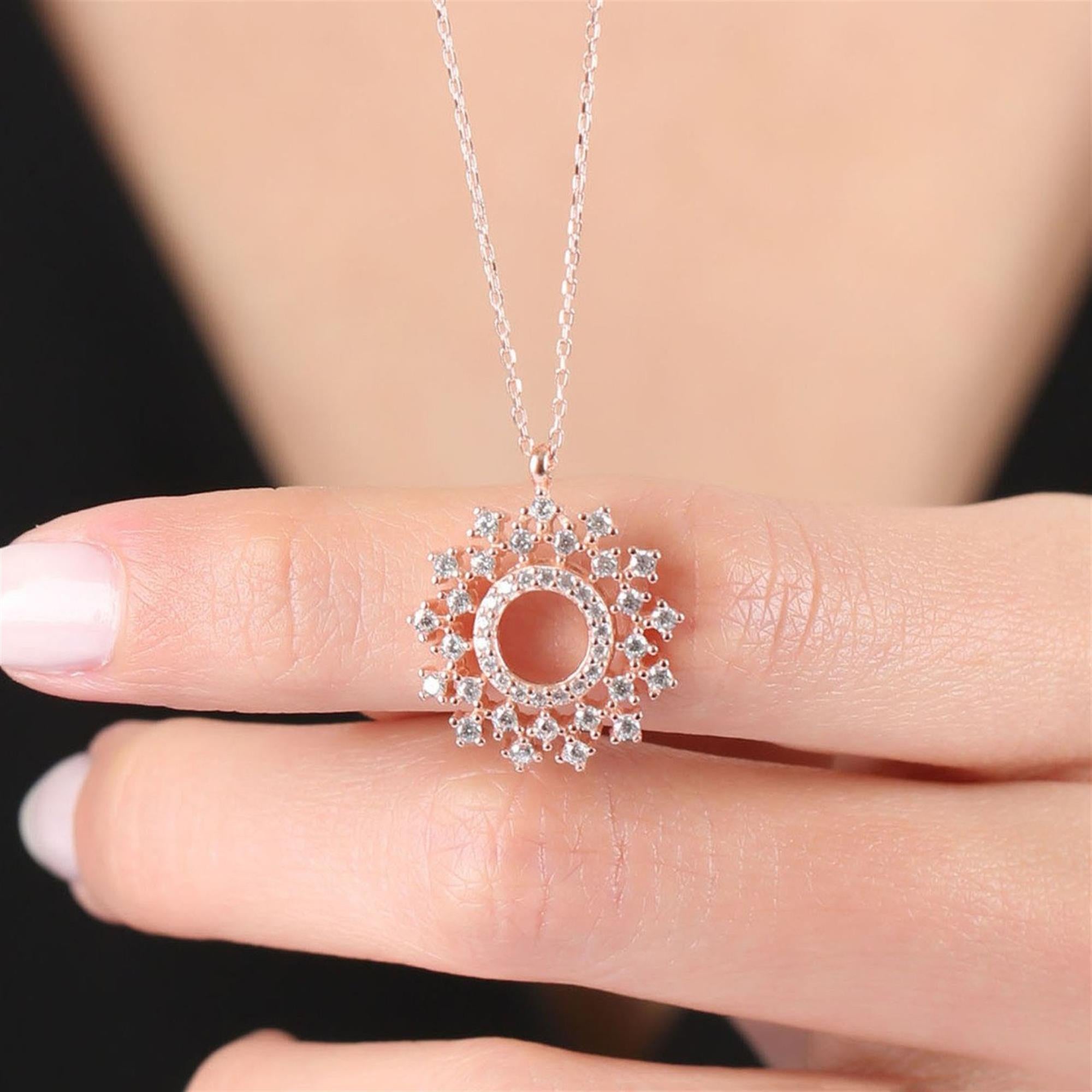 Diamond Celestial Spark Pendant Silver Necklace