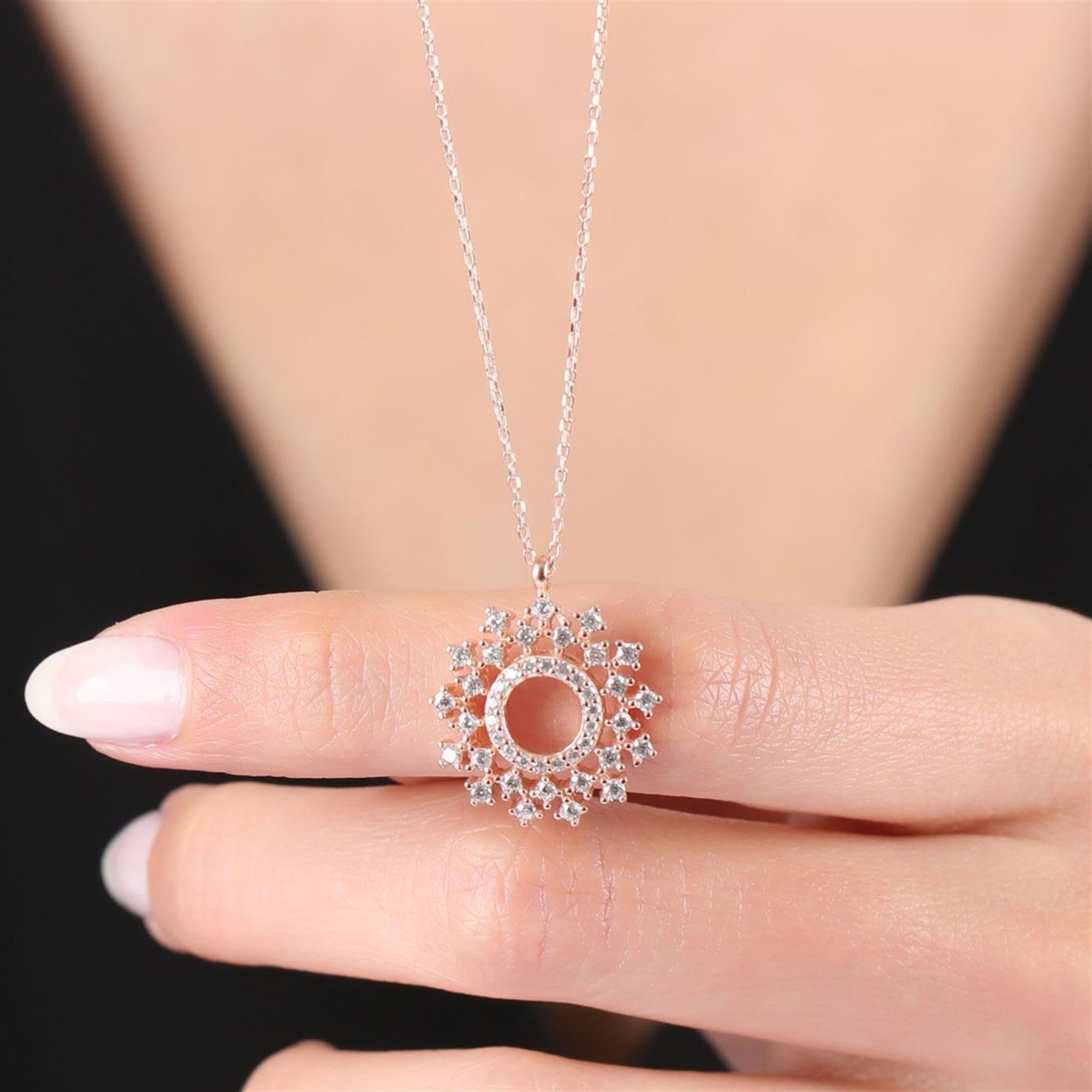 Diamond Celestial Spark Pendant Rose Gold Necklace