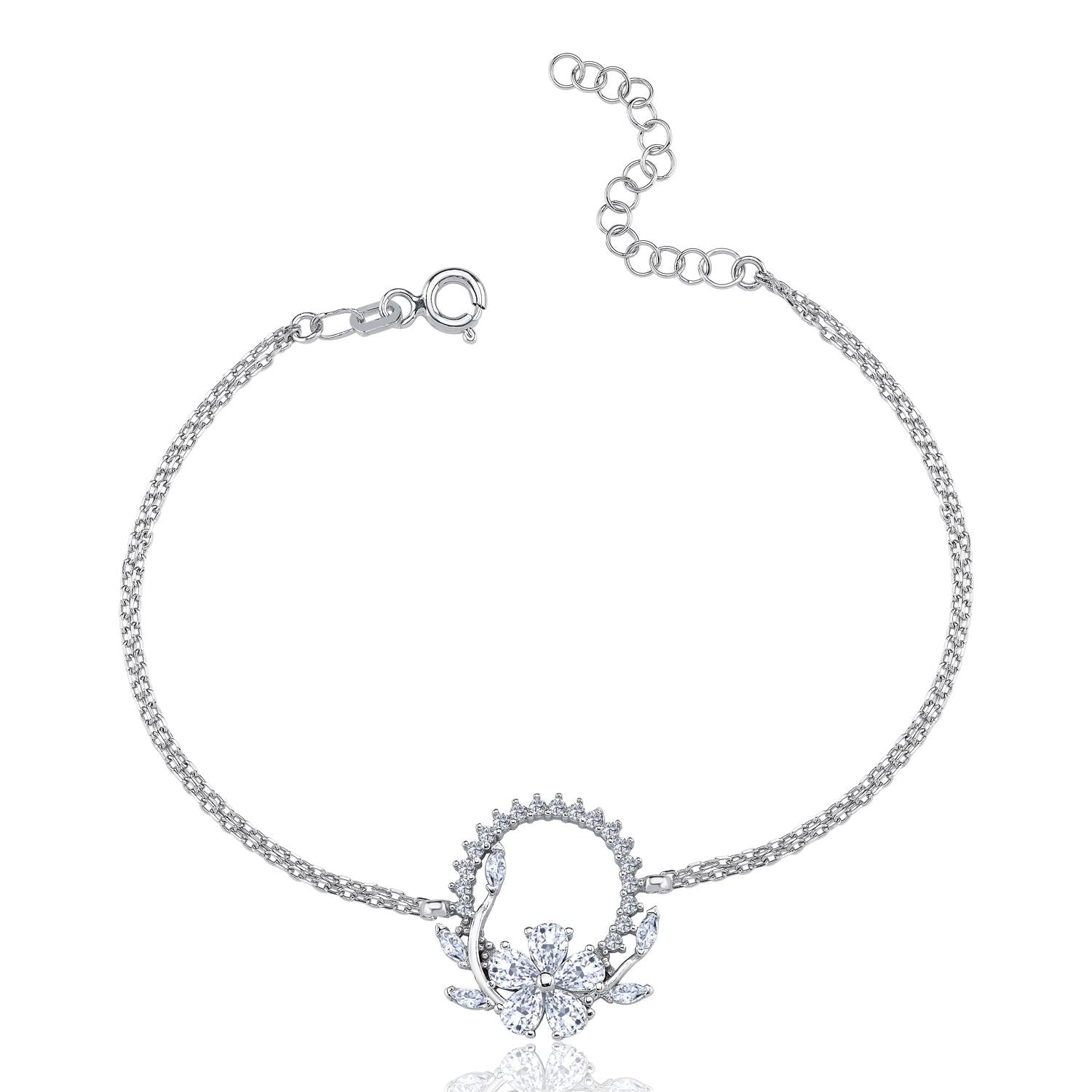 Diamond Setting Sparkle Crown Silver Bracelet