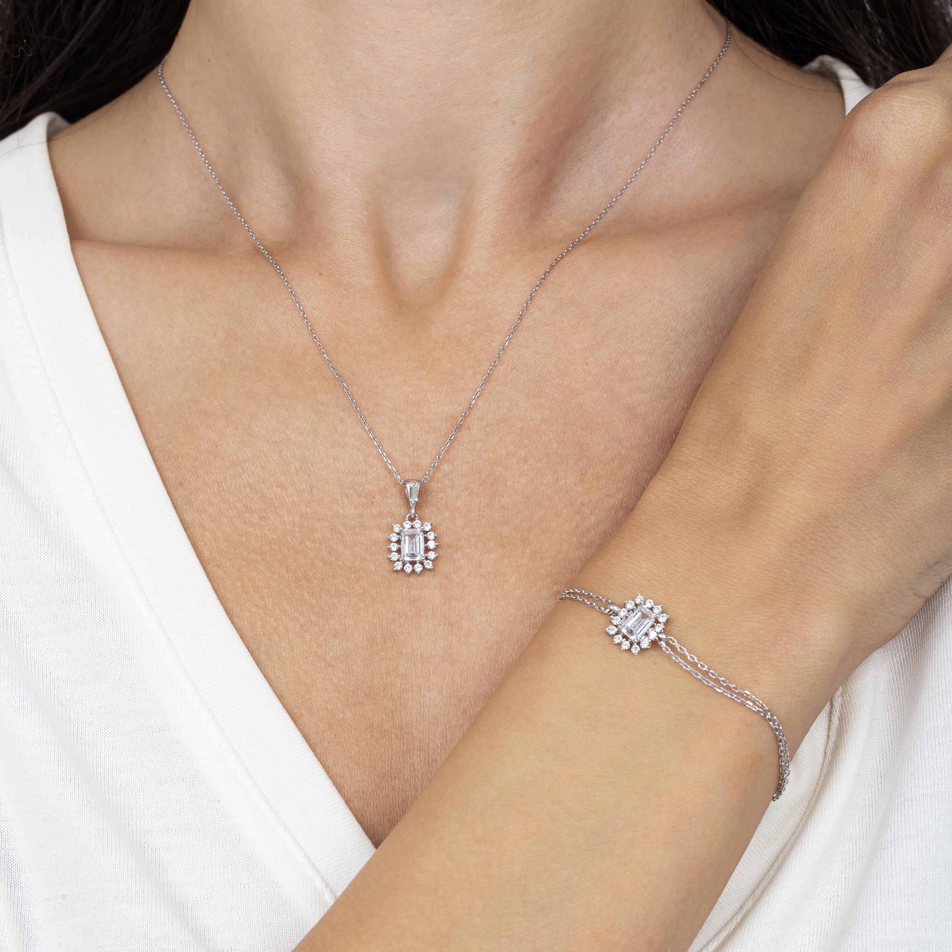 Diamond Sparkling Elegance Sun Simplicity Seal Silver Jewelry Set