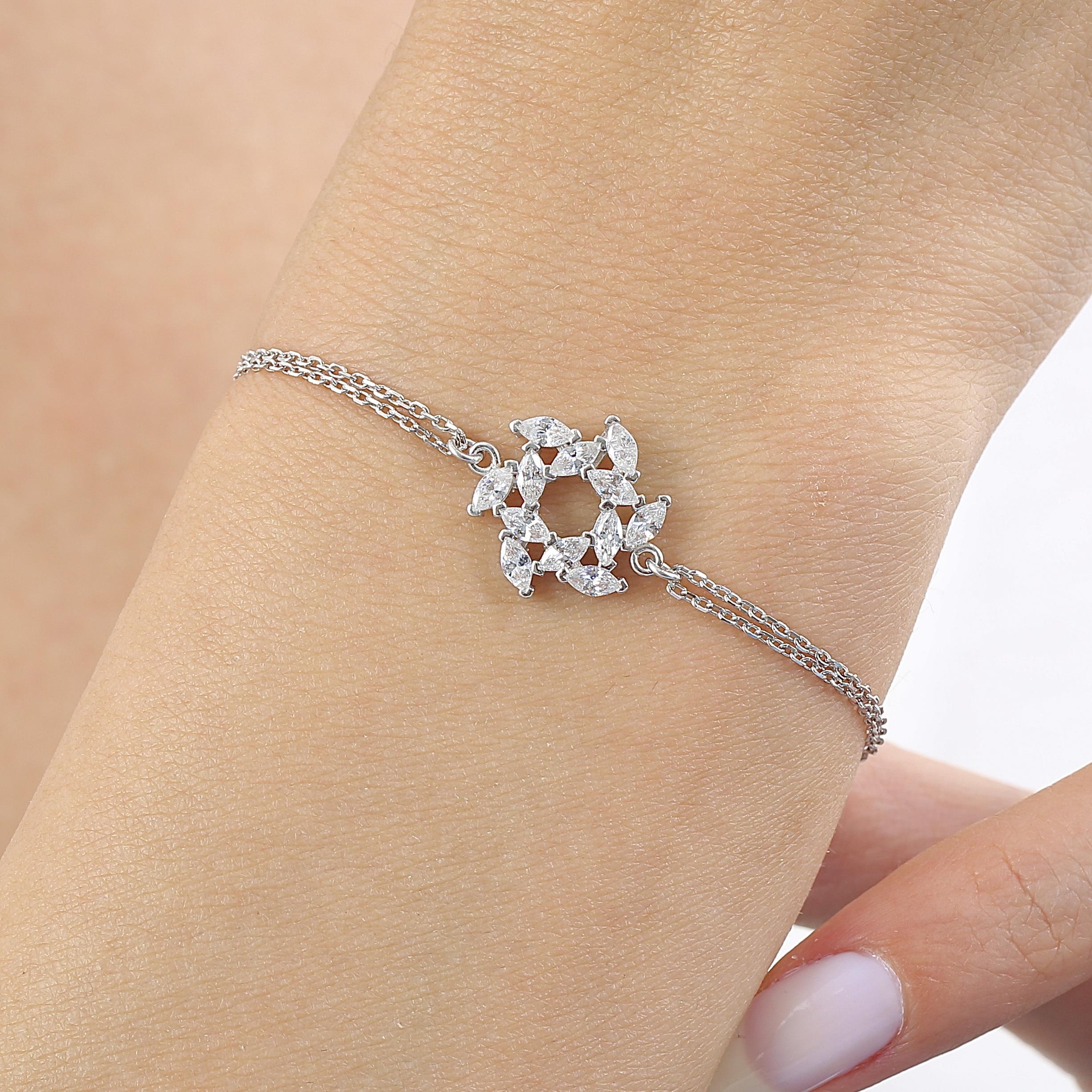Diamond Pinwheel Silver Bracelet