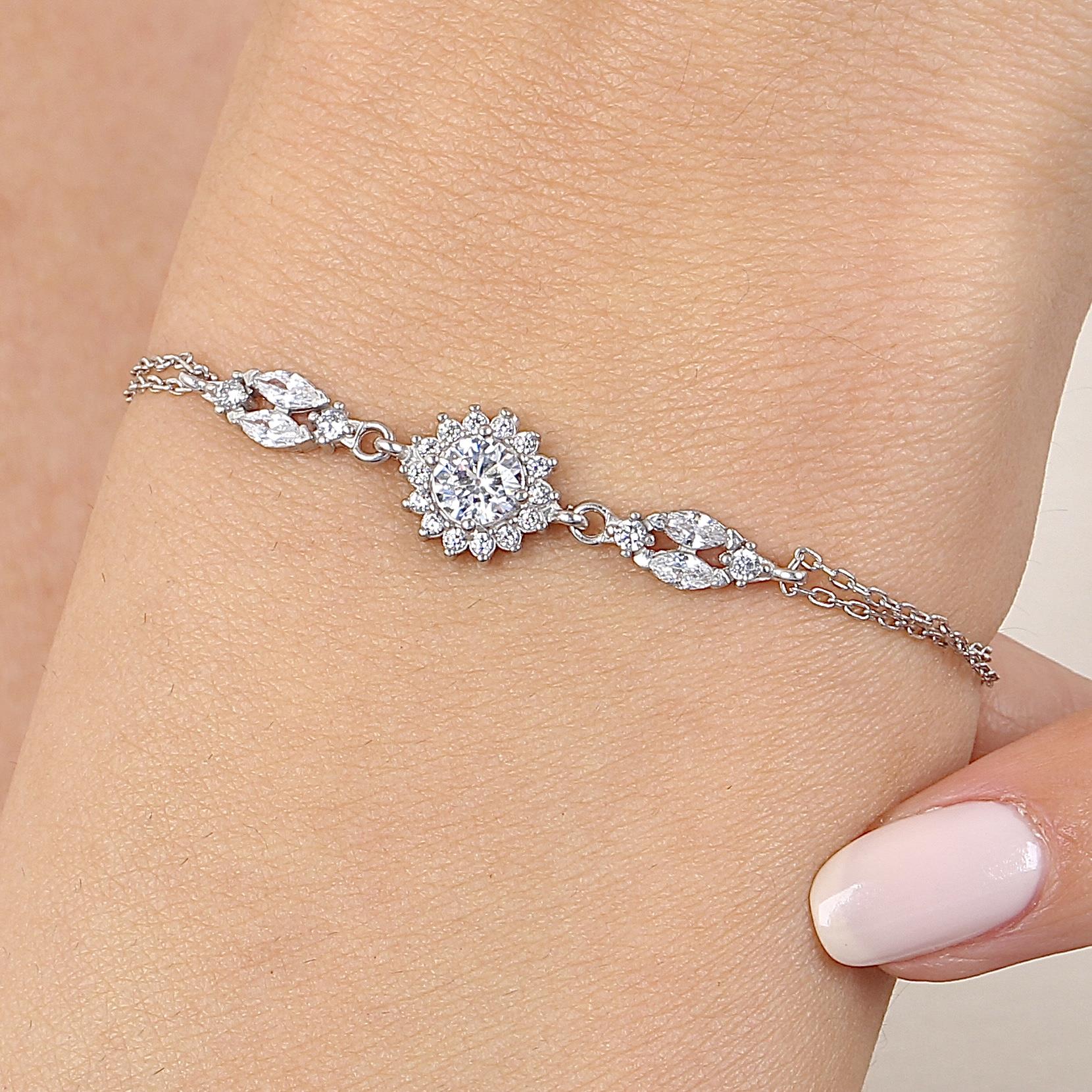 Diamond Setting Sunshine of Happiness Silver Bracelet