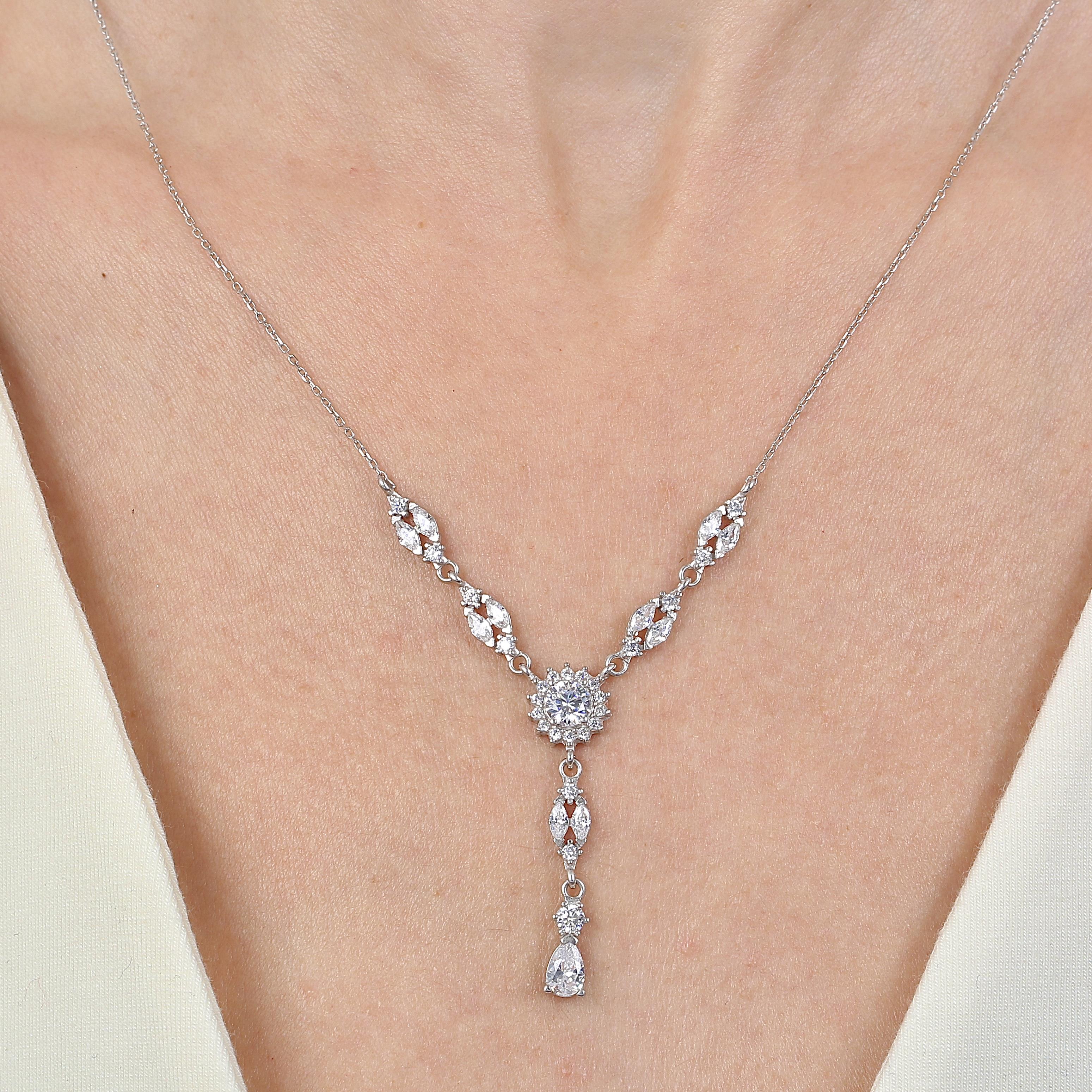 Diamond Setting Sun of Happiness Silver Necklace