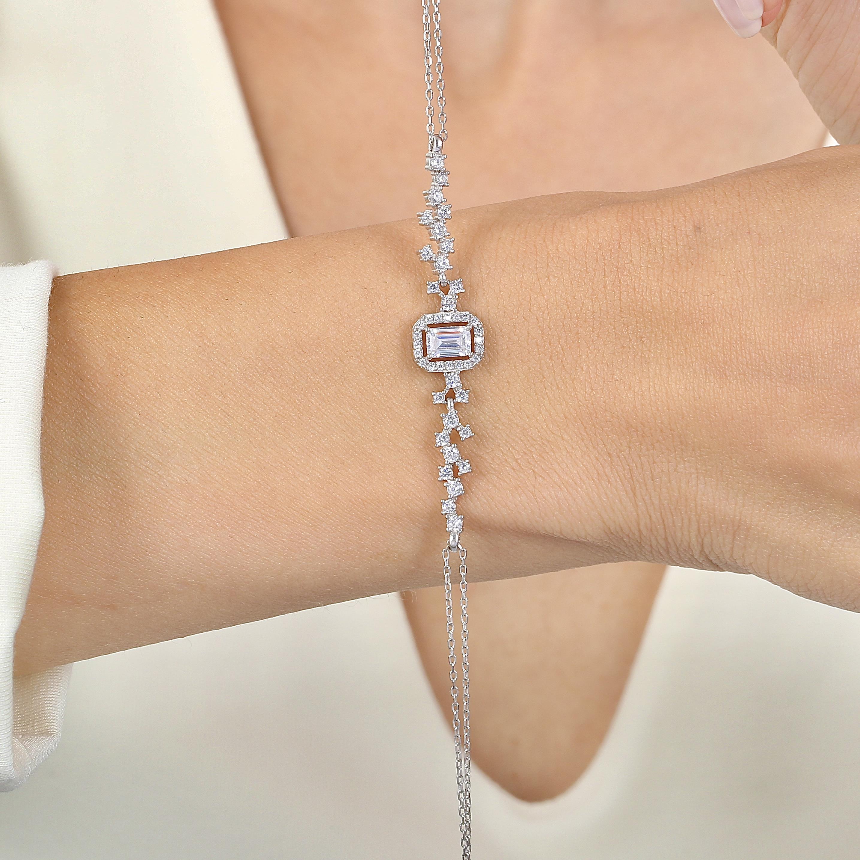 Diamond Elegant Baguette Cut CZ Bracelet