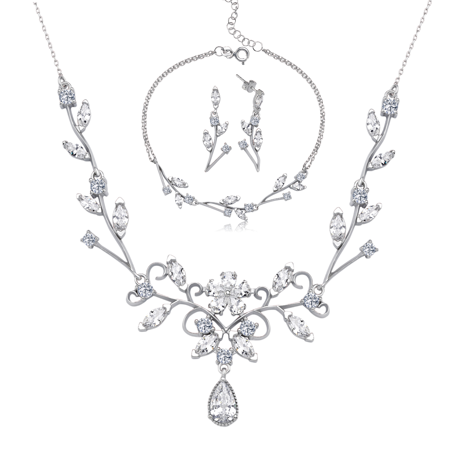Diamond Love Bouquet Silver Waterway Set