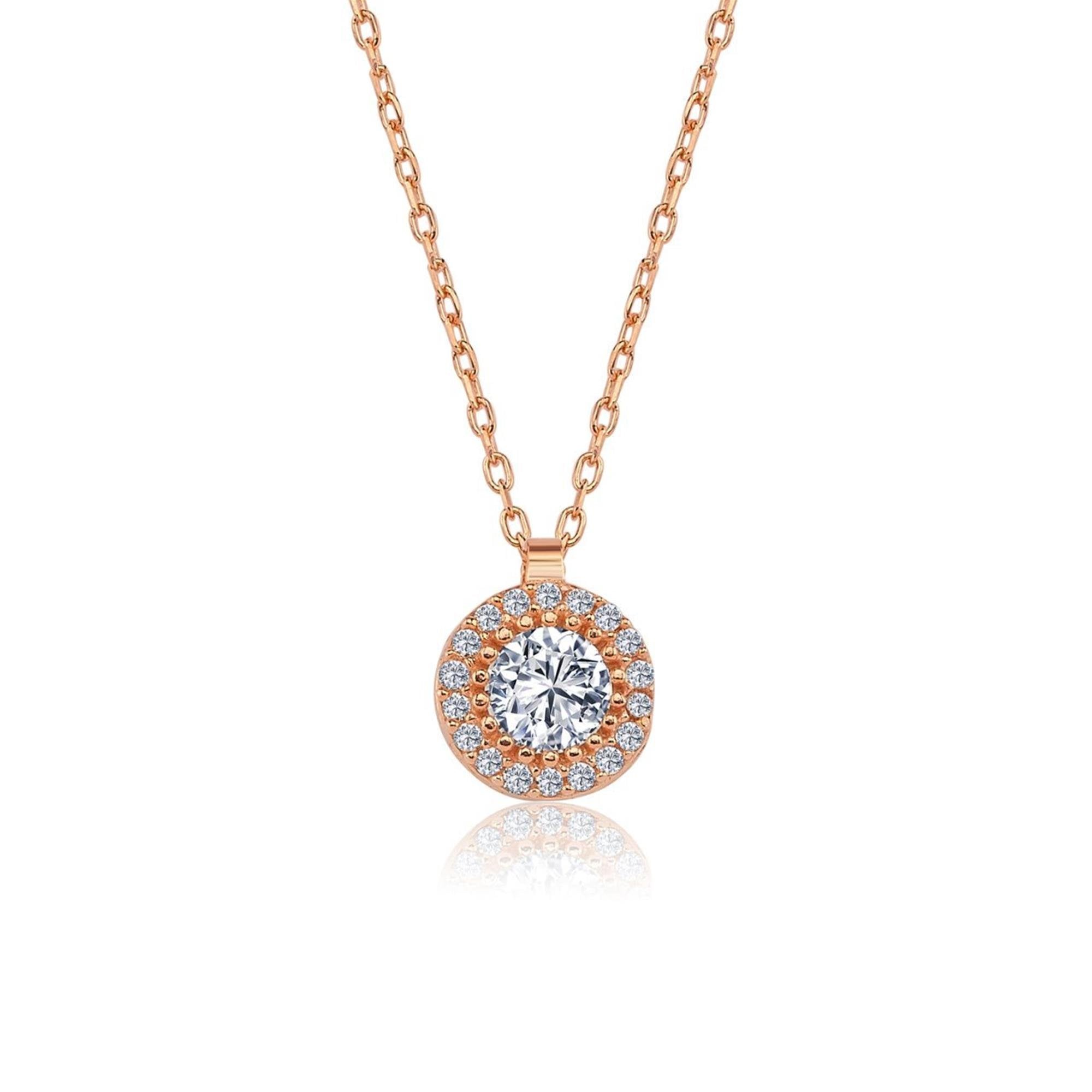 Diamond Setting Single Sparkle Rose Gold Necklace