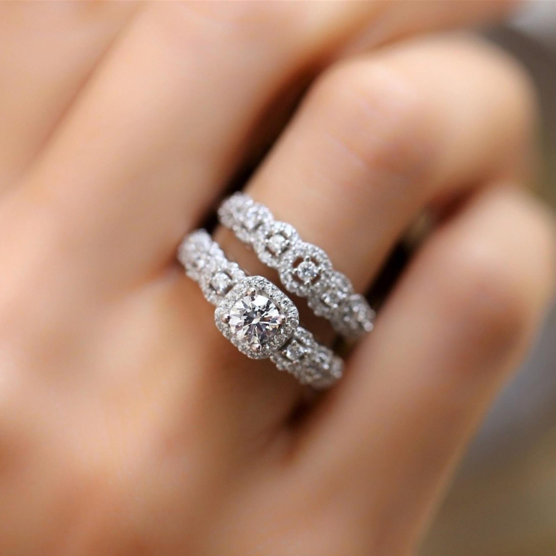 Diamond Elegant Cluster Row Ring
