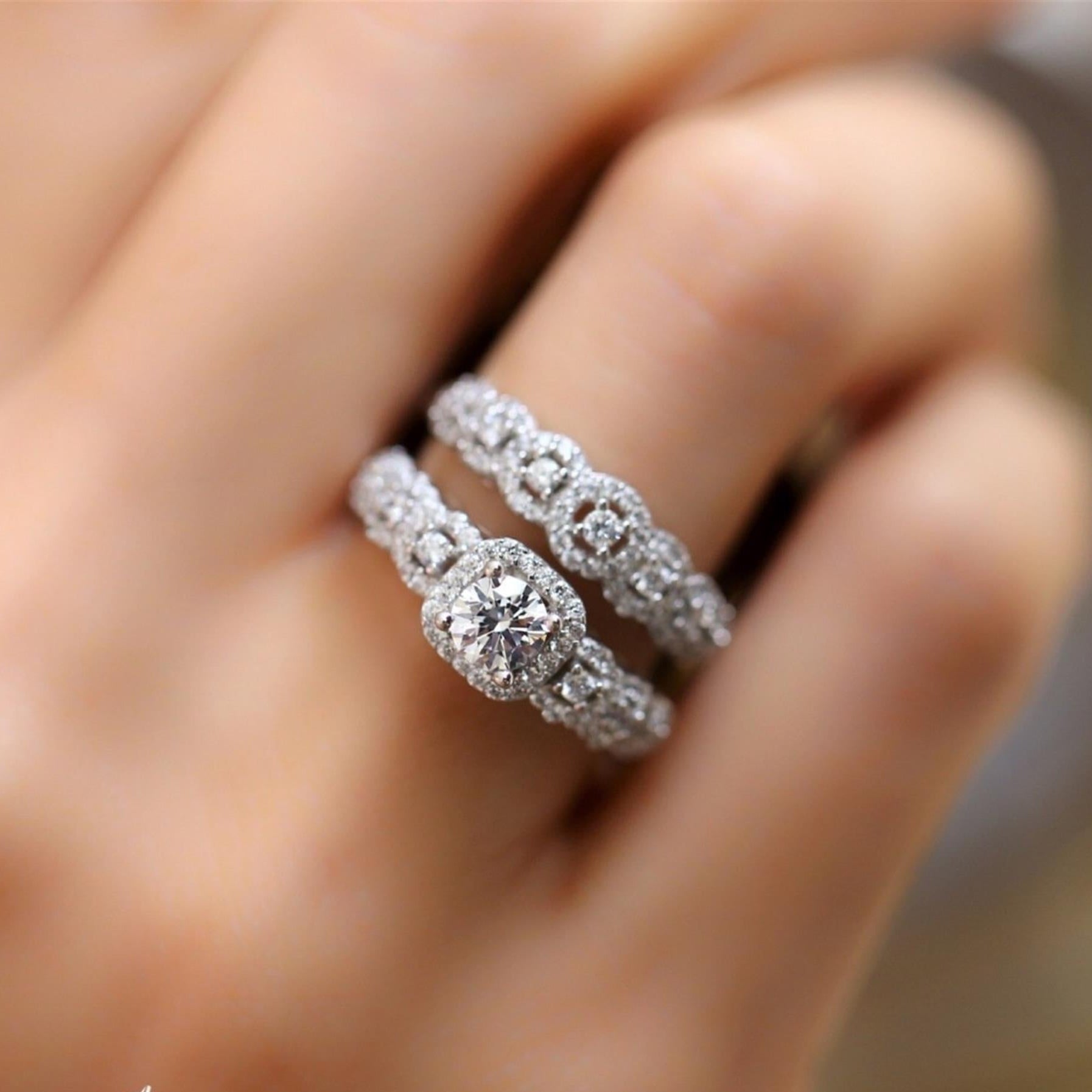 Diamond Twin Halo Solitaire Ring