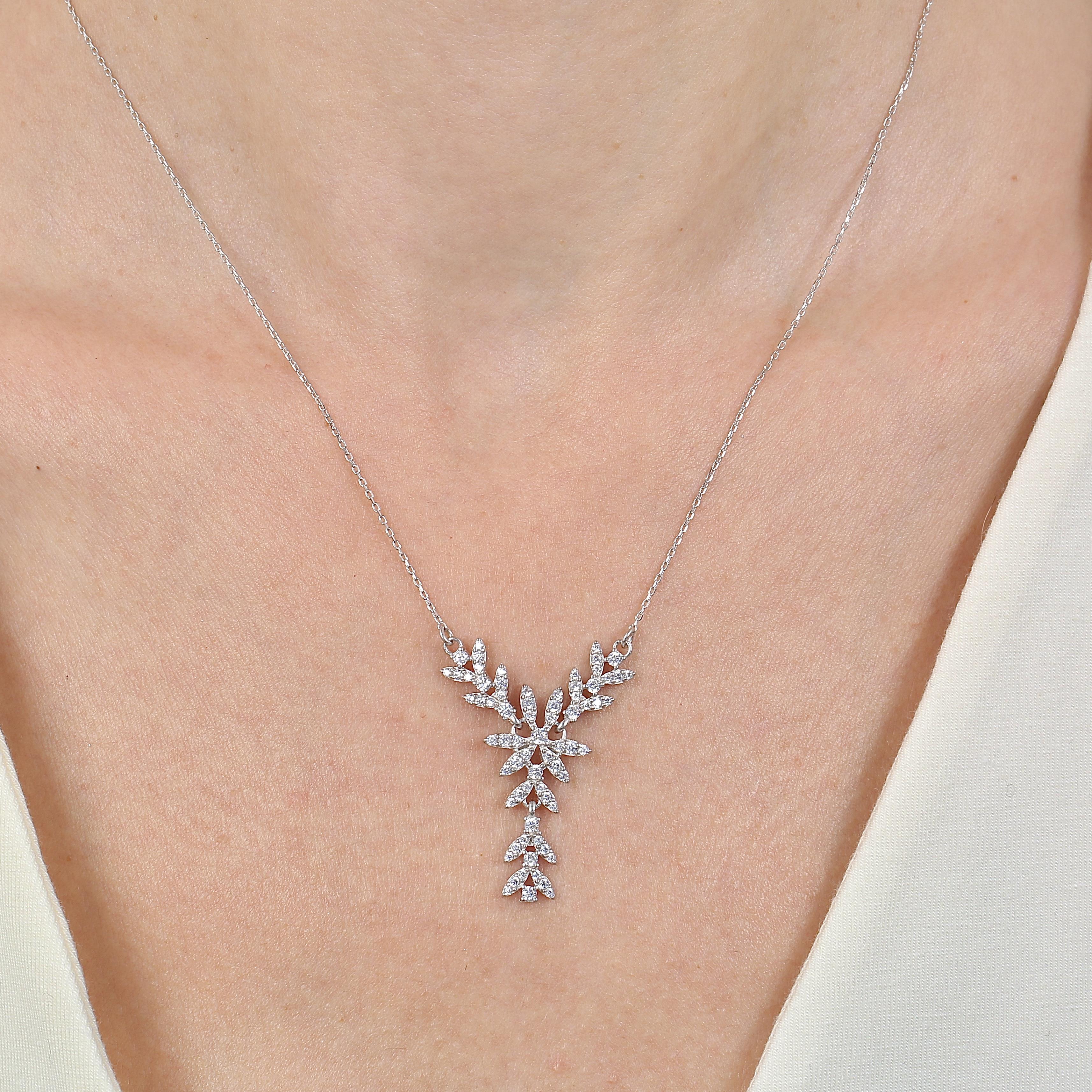Diamond Elegance Sparkle Silver Necklace