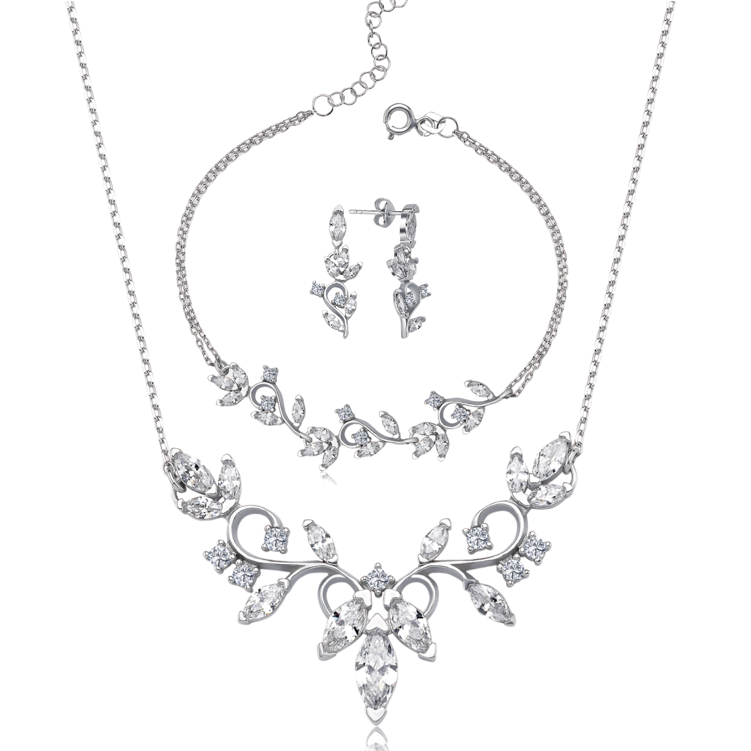 Diamond Elegant Love Melody Silver Waterway Set