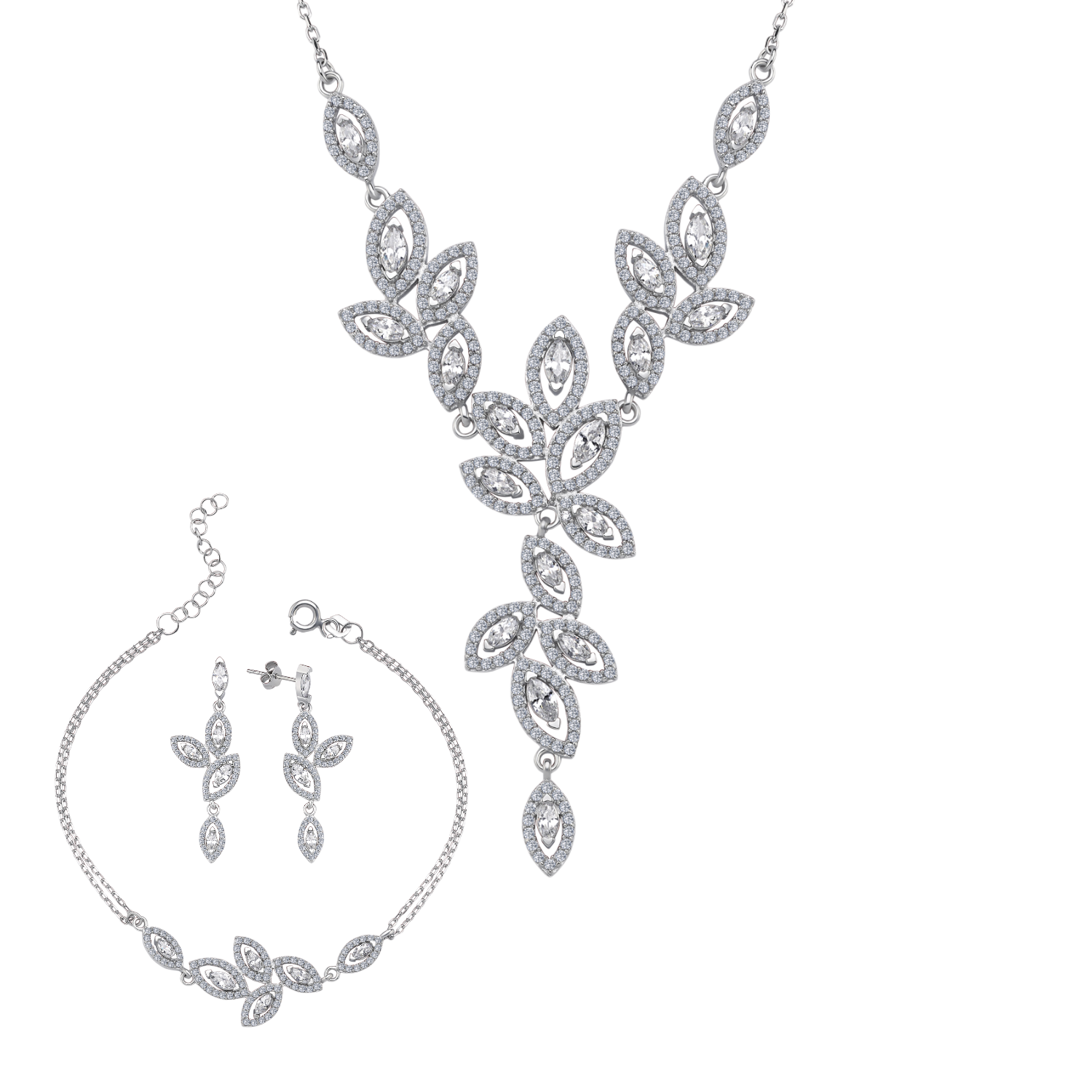 Diamond Setting Elegant Silver First Dance Waterway Set