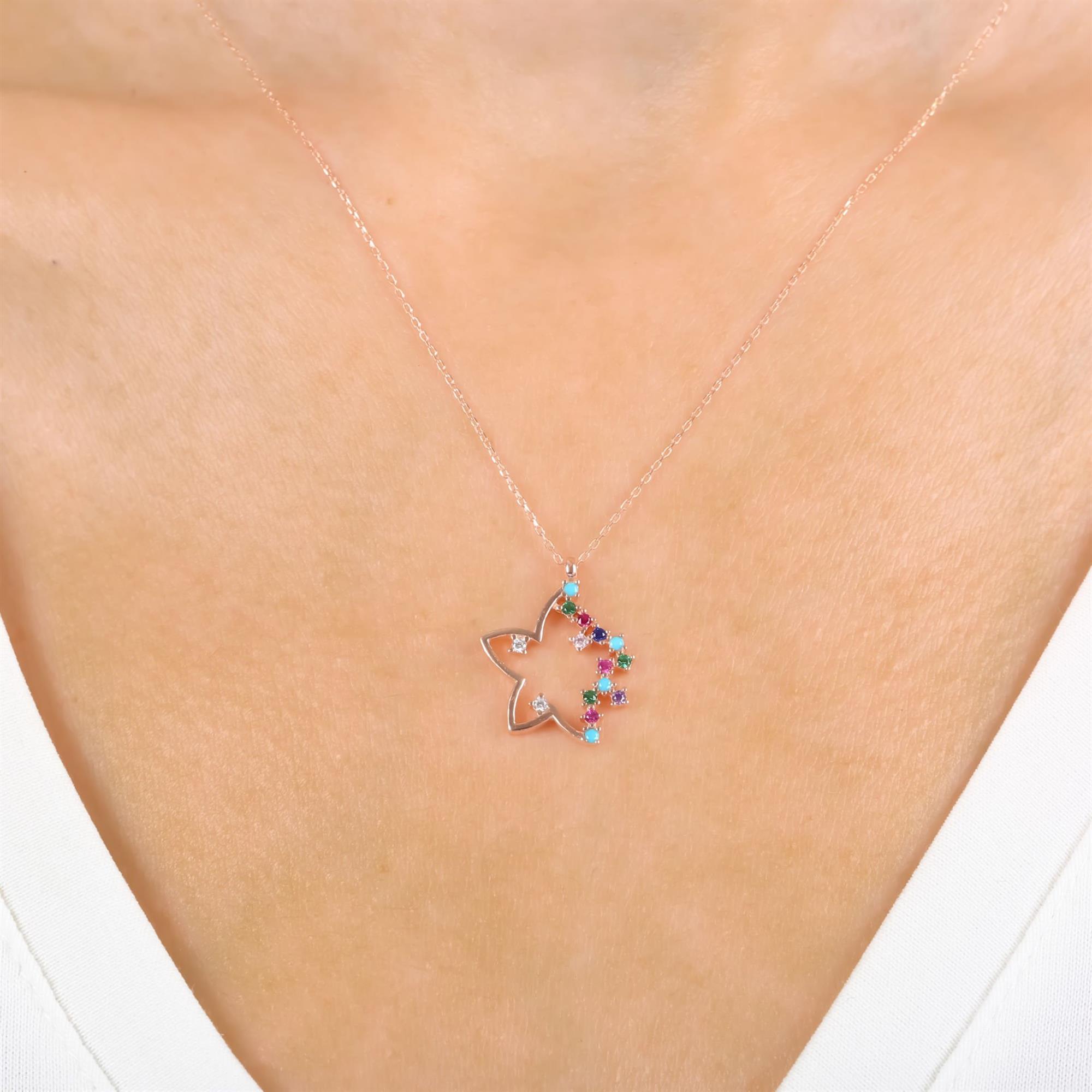 Colorful Shooting Star Rose Gold Necklace