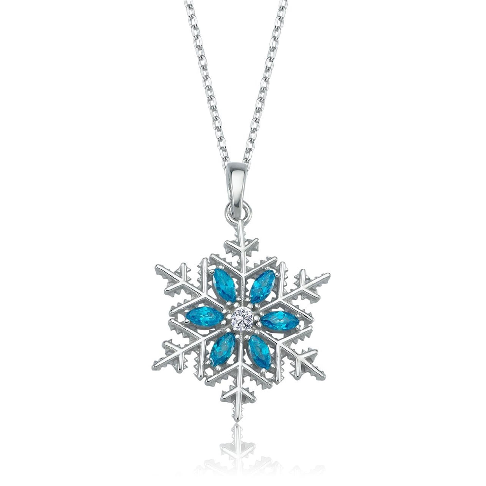 Luck Crystal Silver Snowflake Necklace