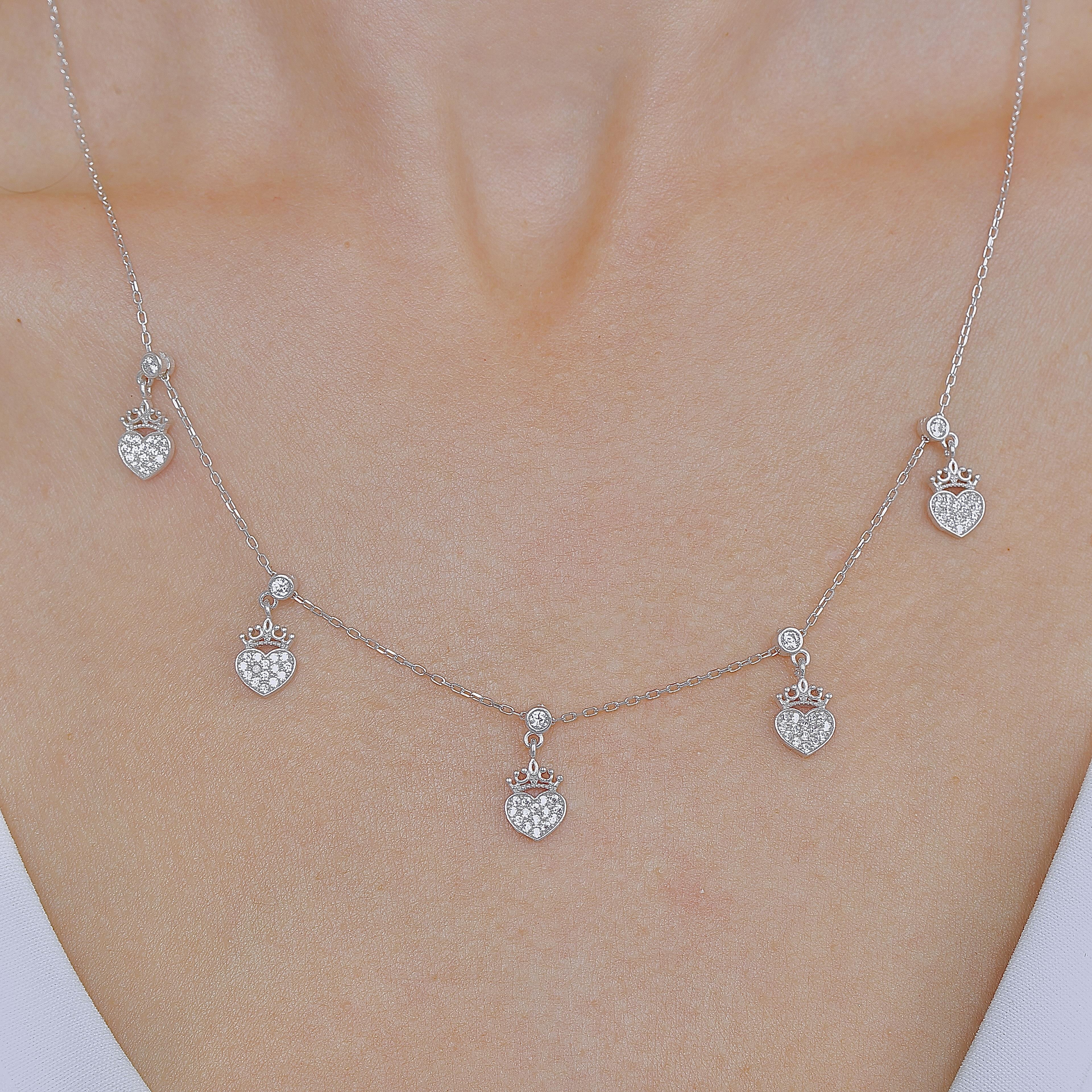 Love Crown Lucky Silver Choker Necklace