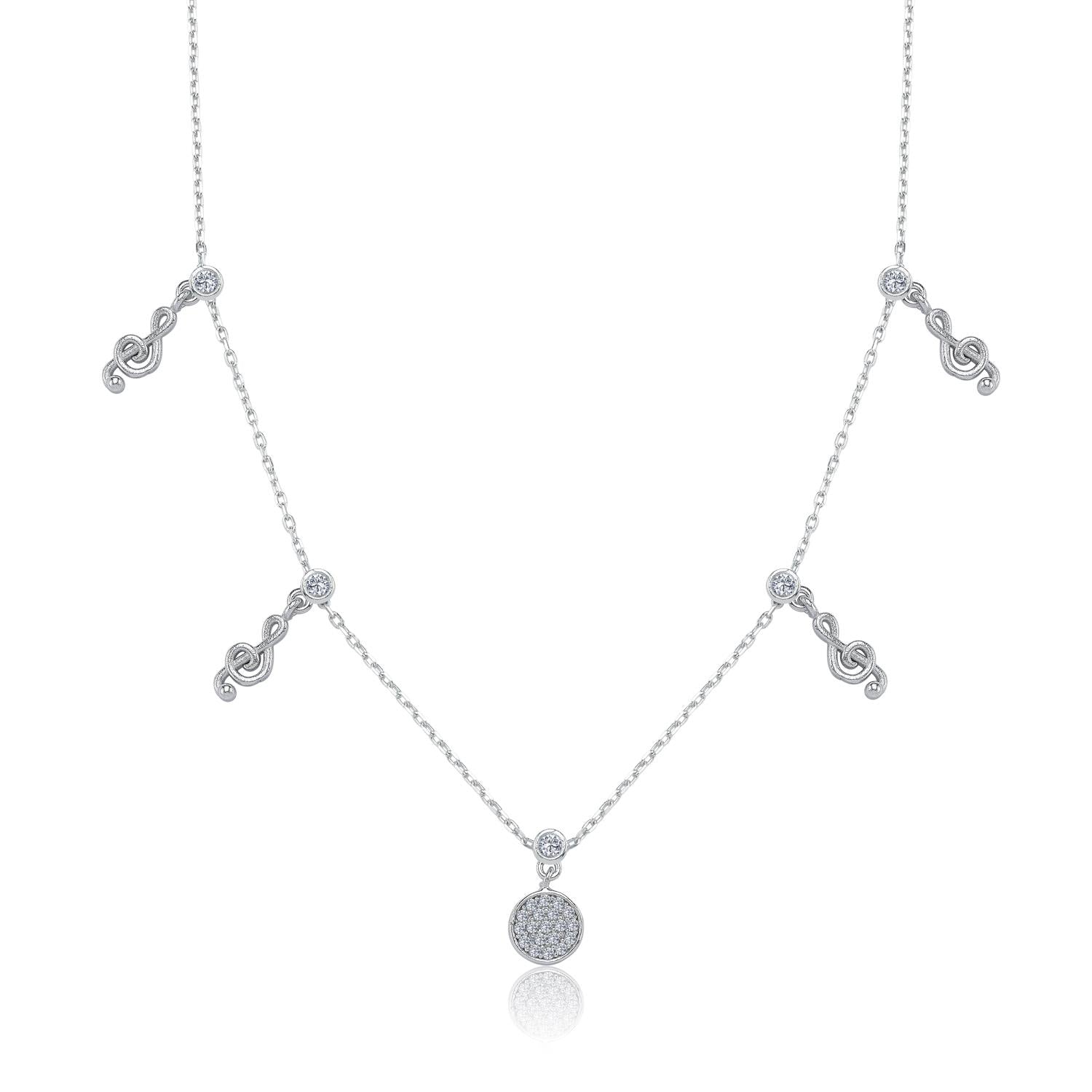Treble Clef Note Choker Silver Necklace