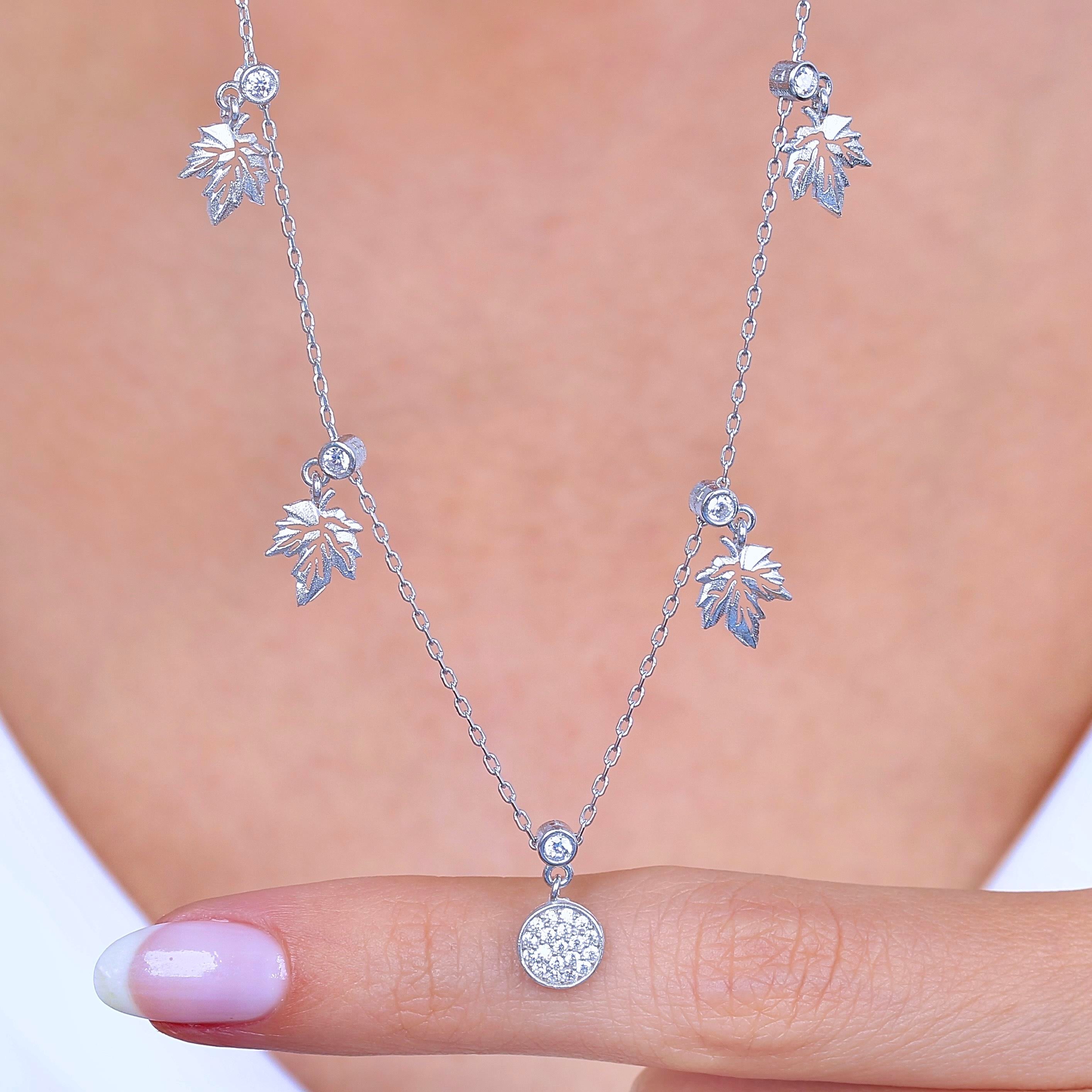 Autumn Leaves Lucky Silver Choker Necklace