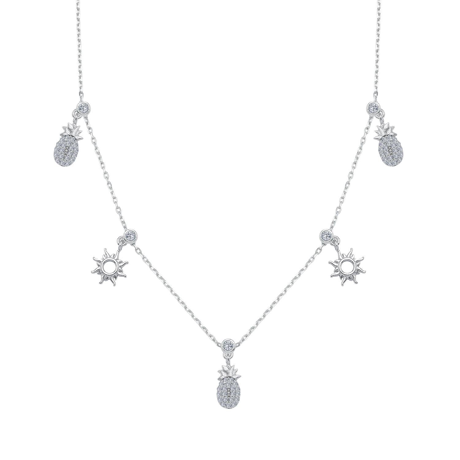 Tropical Sparkle Luck Choker Silver Necklace