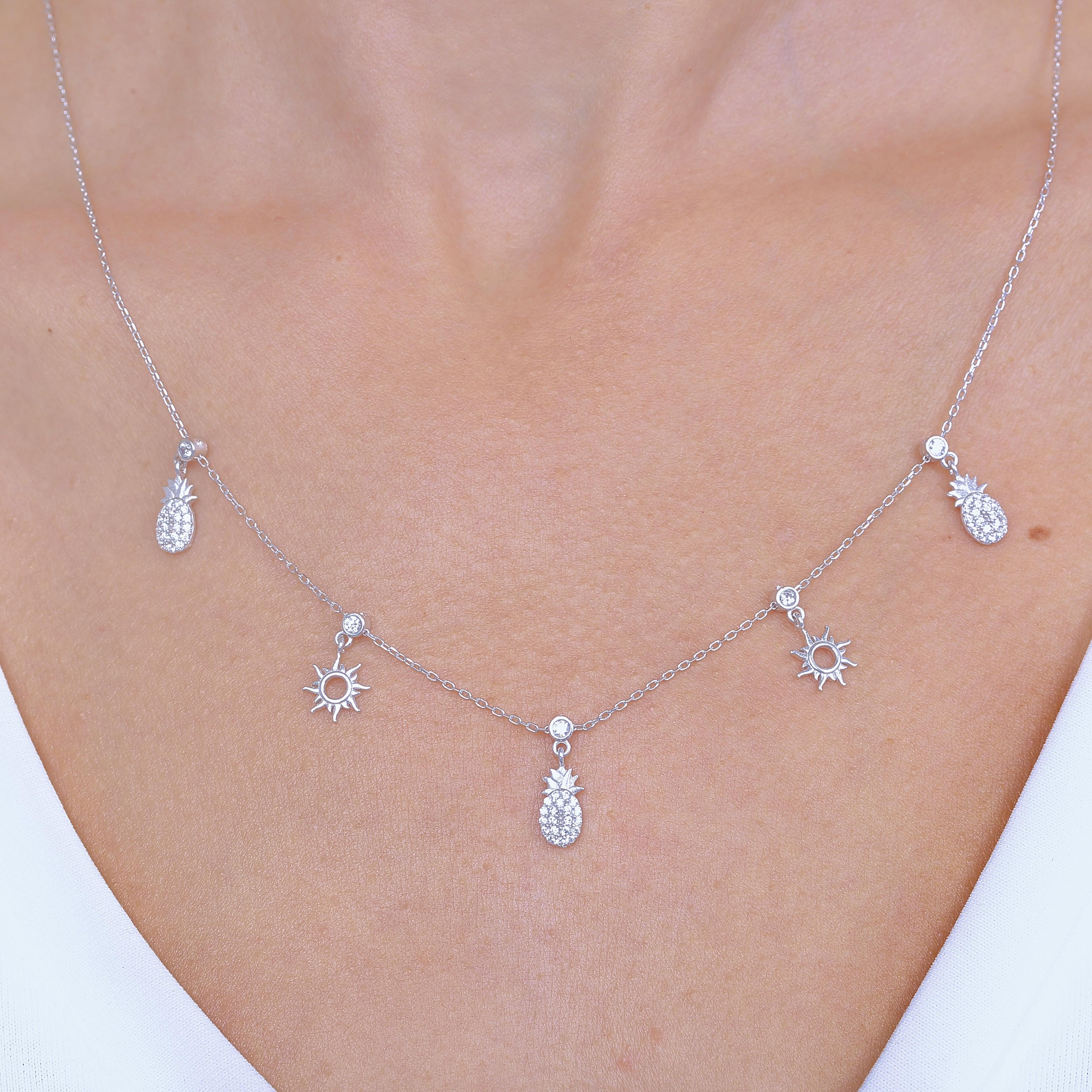 Tropical Sparkle Luck Choker Silver Necklace