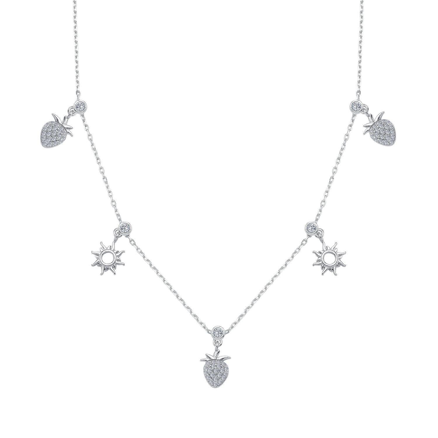 Summer Strawberry Silver Luck Choker Necklace