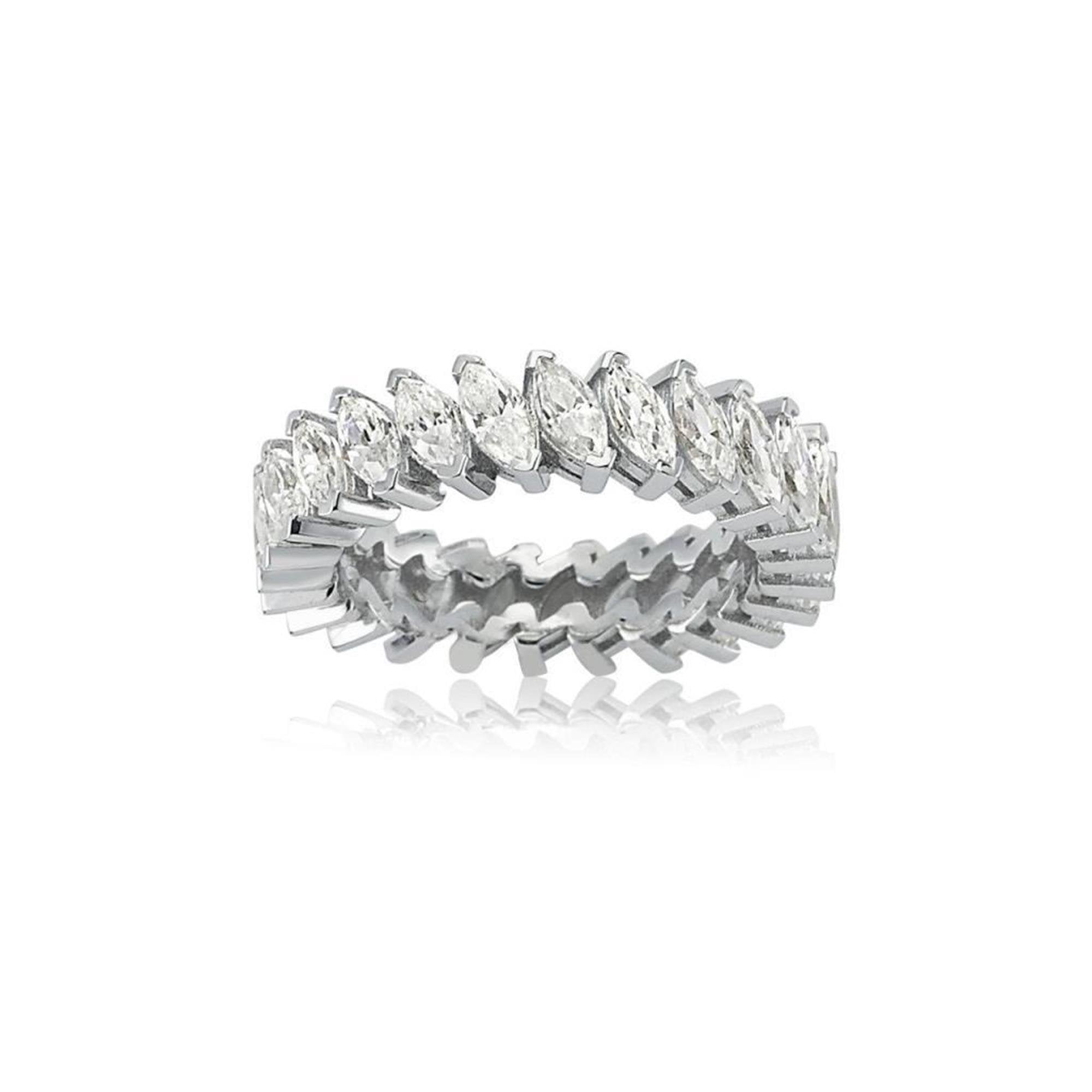 Marquise Eternity Band Silver Ring
