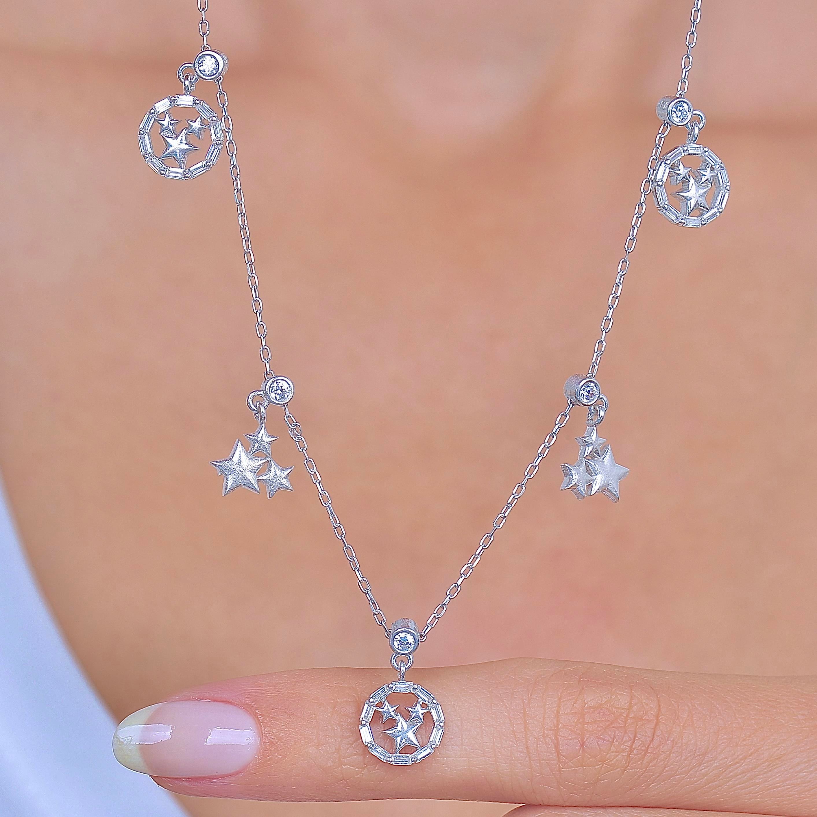Star Meeting Silver Luck Choker Necklace