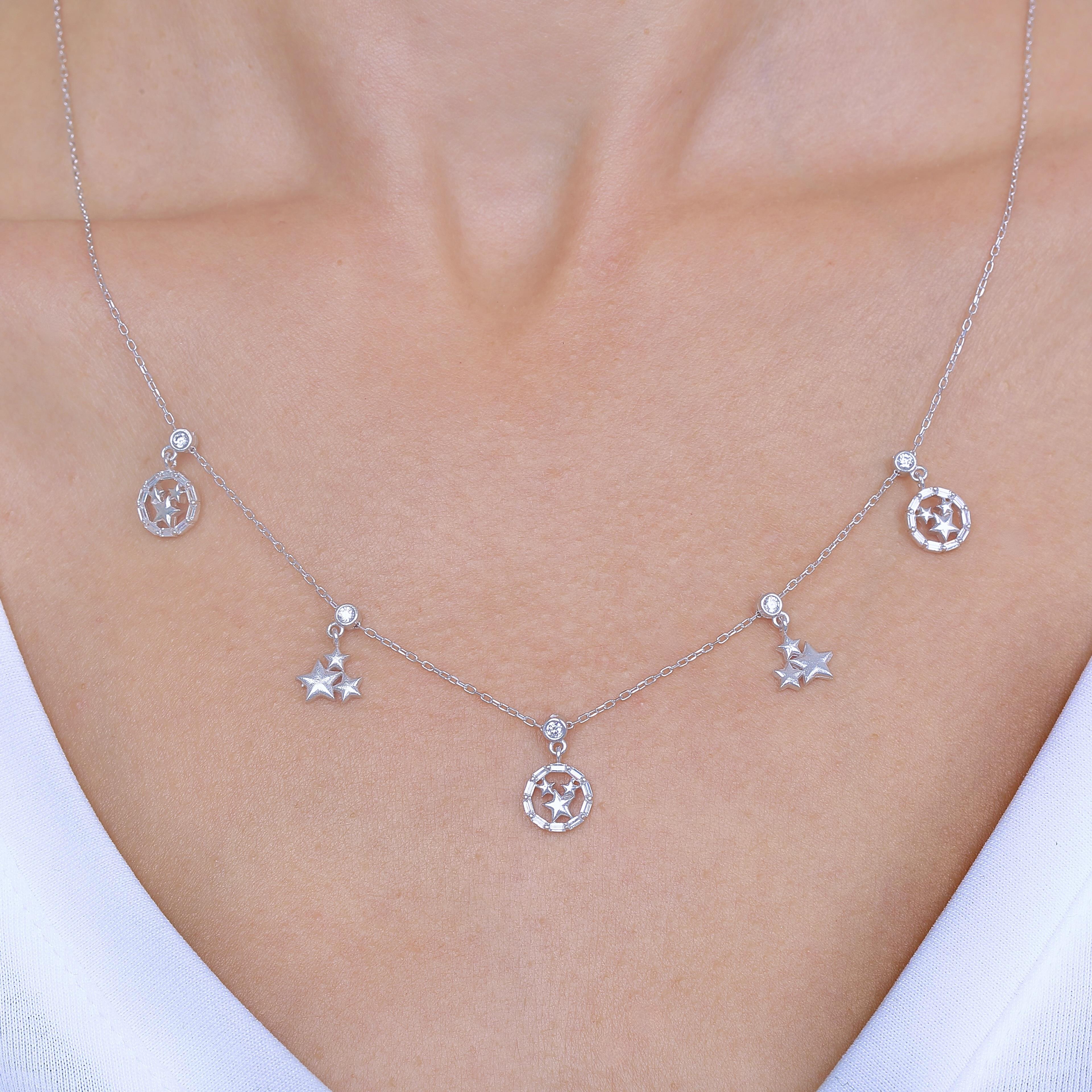 Star Meeting Silver Luck Choker Necklace