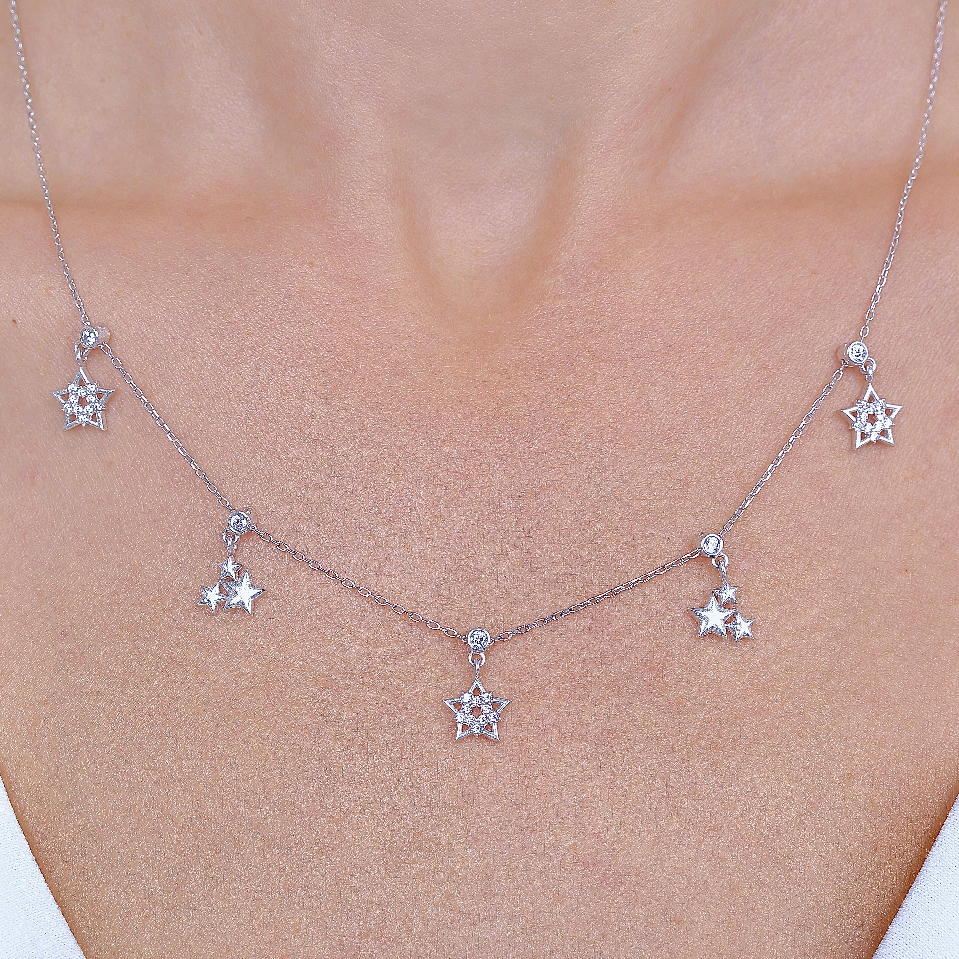 Star Ecstasy Luck Silver Choker Necklace