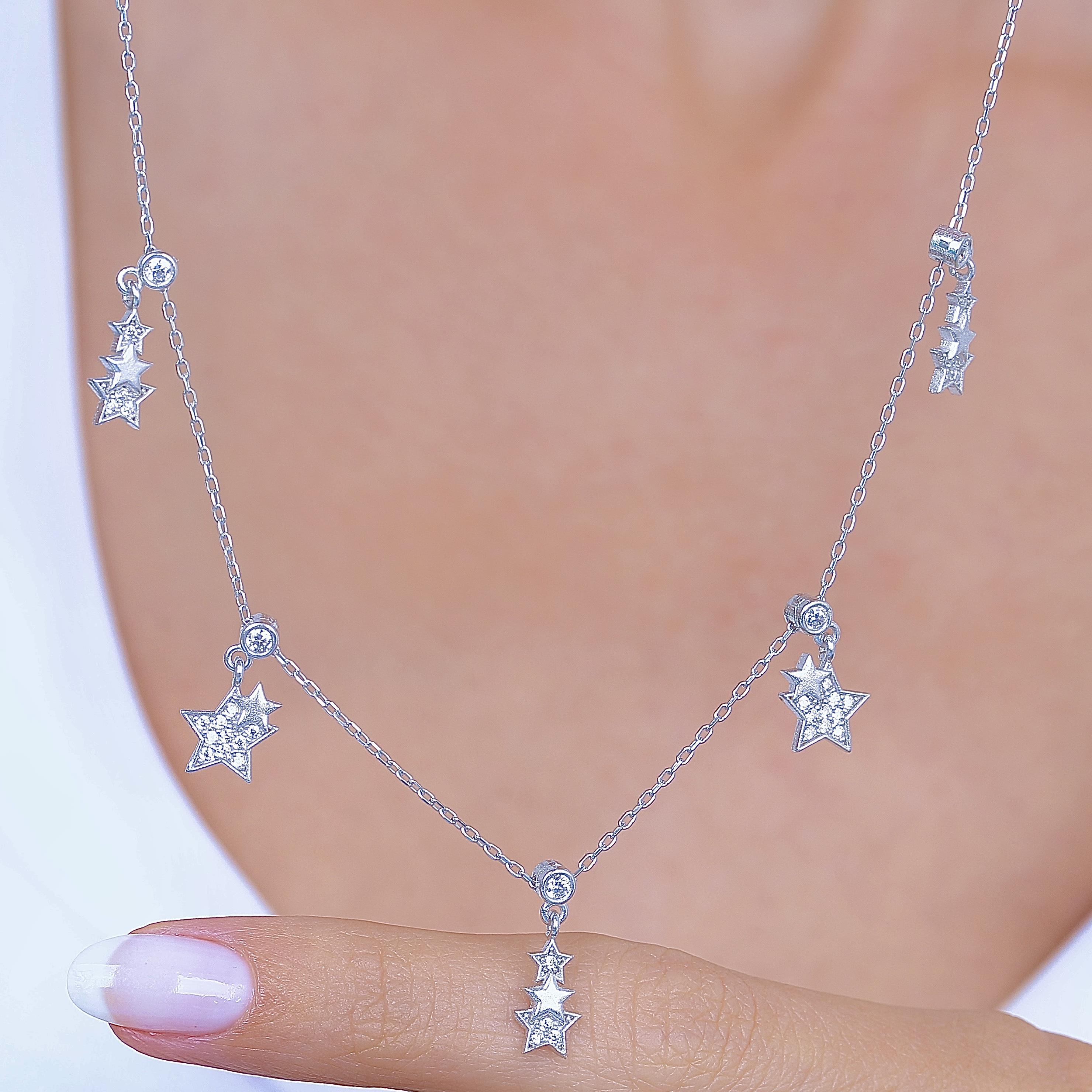 Star Gate Luck Silver Choker Necklace