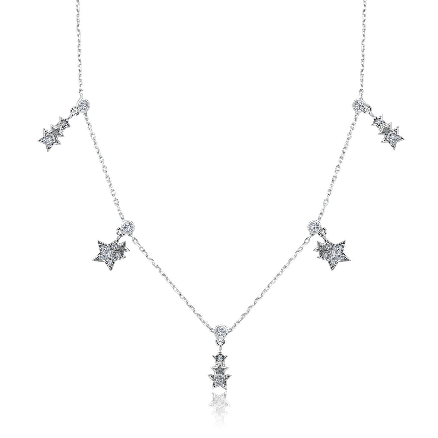 Star Gate Luck Silver Choker Necklace