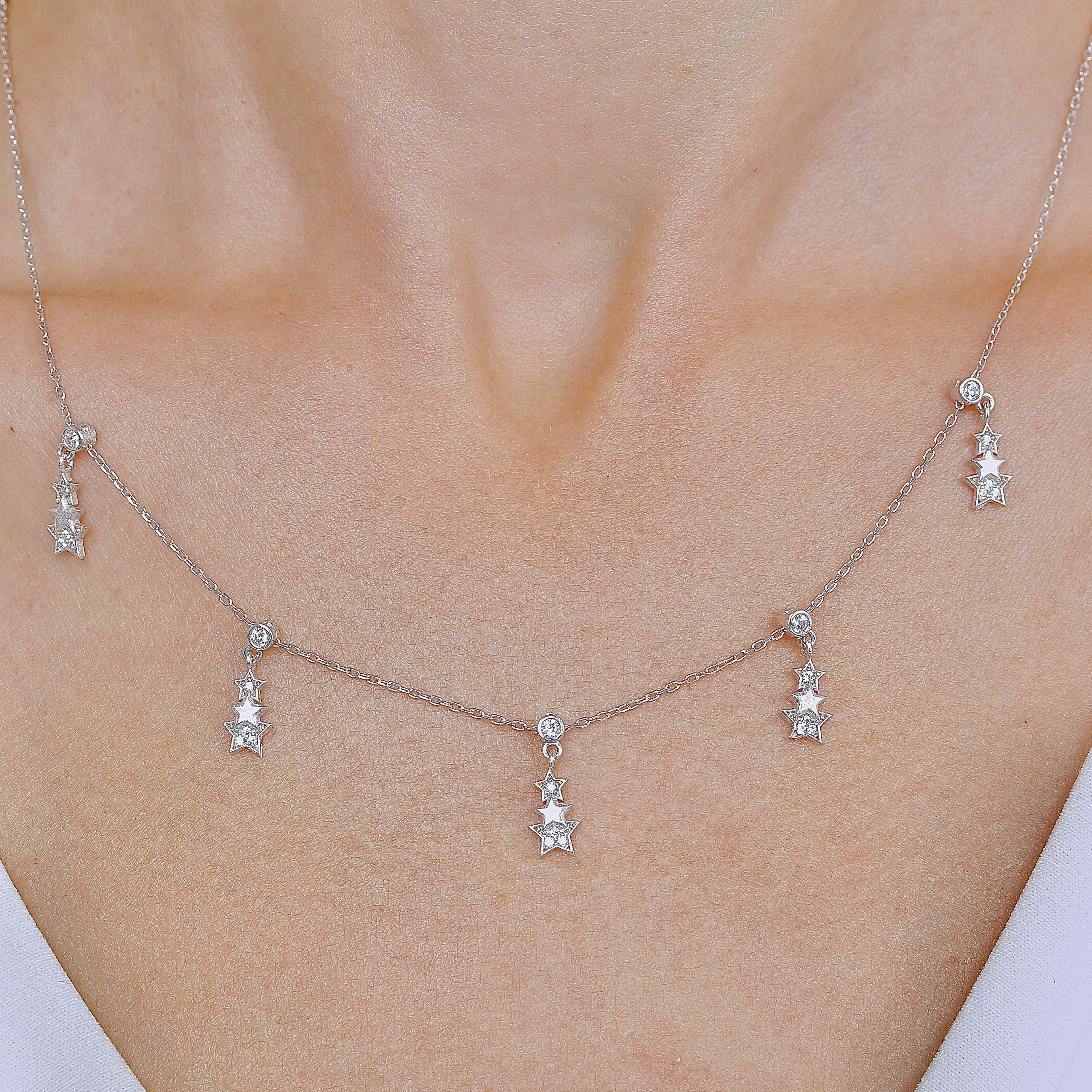 Star Echo Lucky Silver Choker Necklace