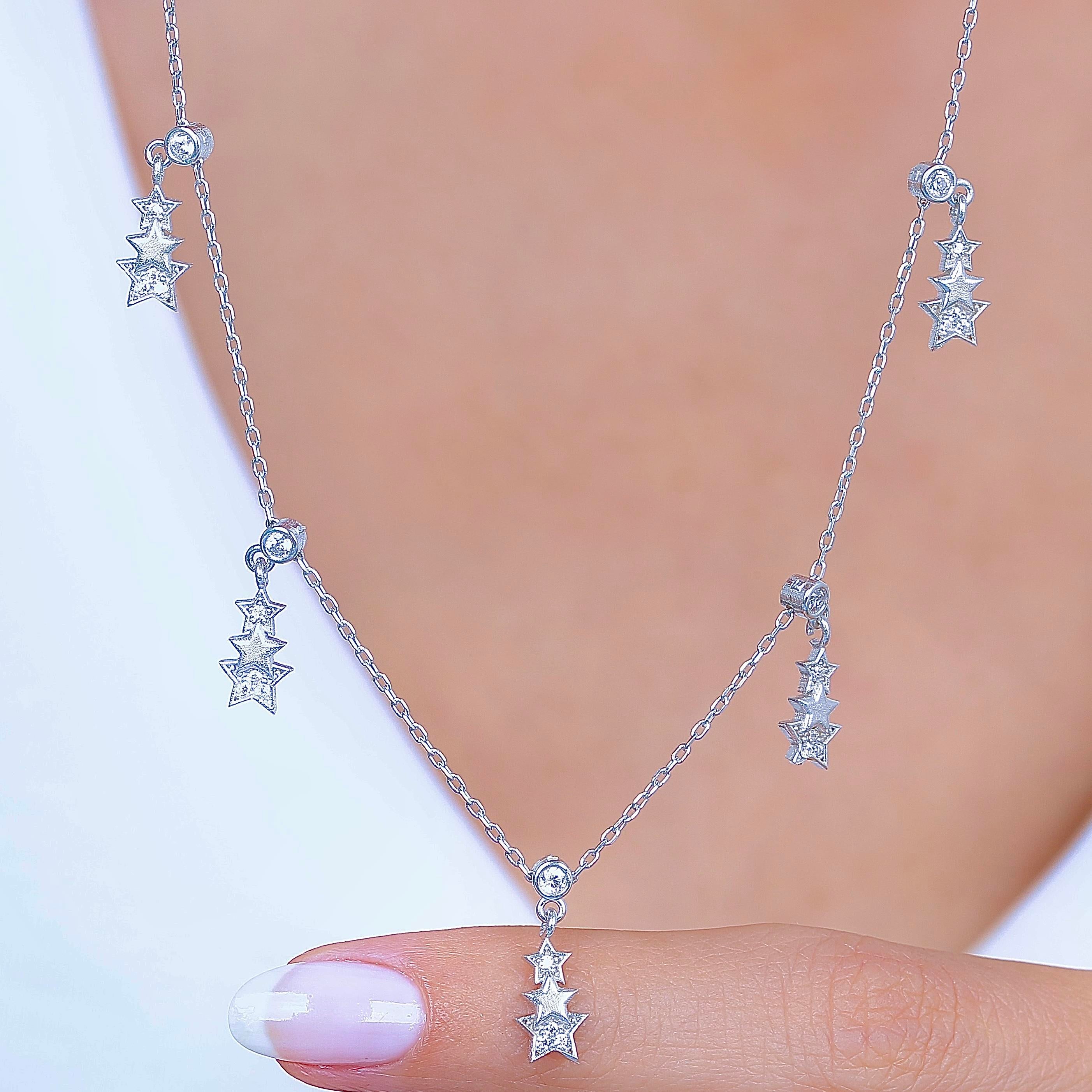 Star Echo Lucky Silver Choker Necklace
