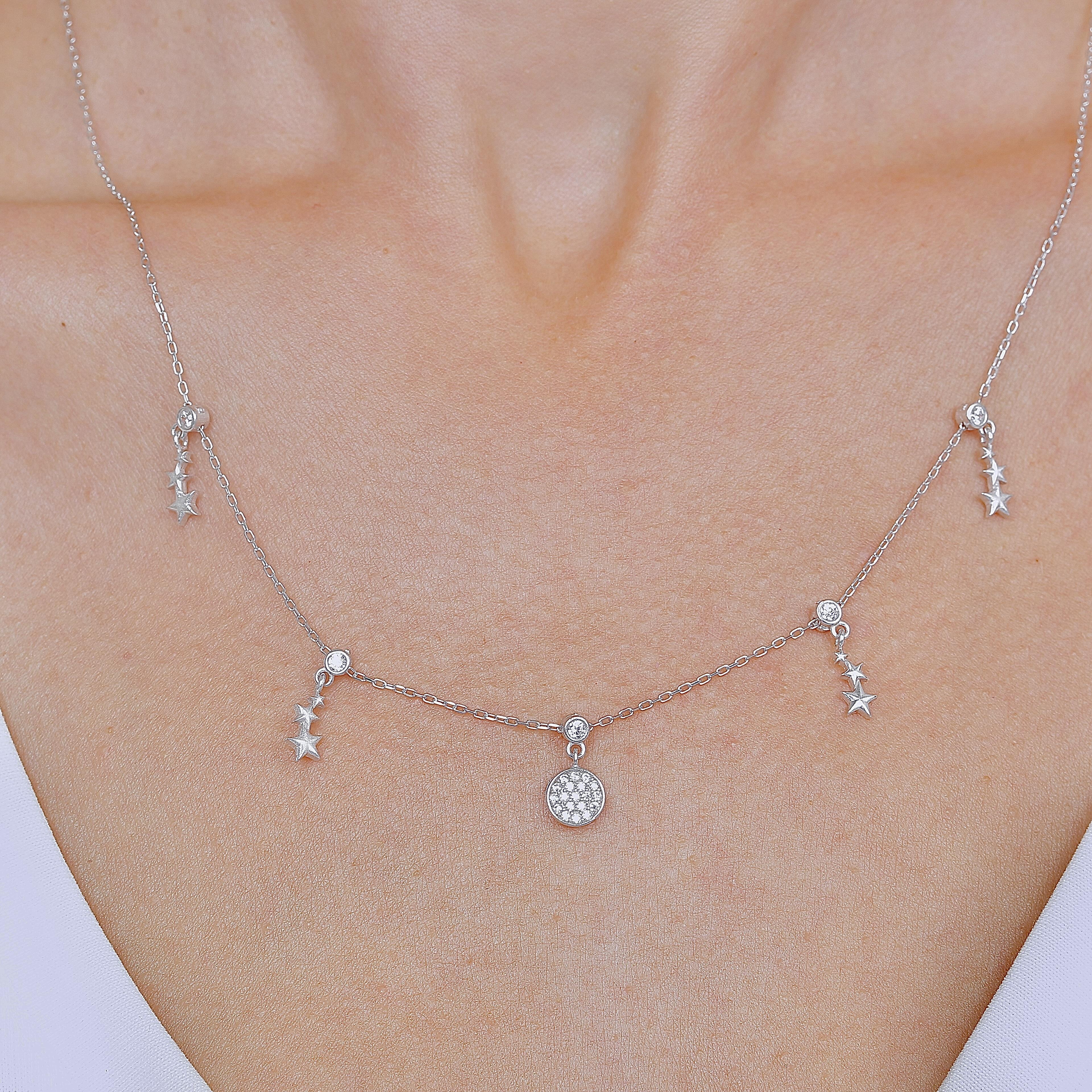 Harmony of the Stars Choker Silver Lucky Necklace