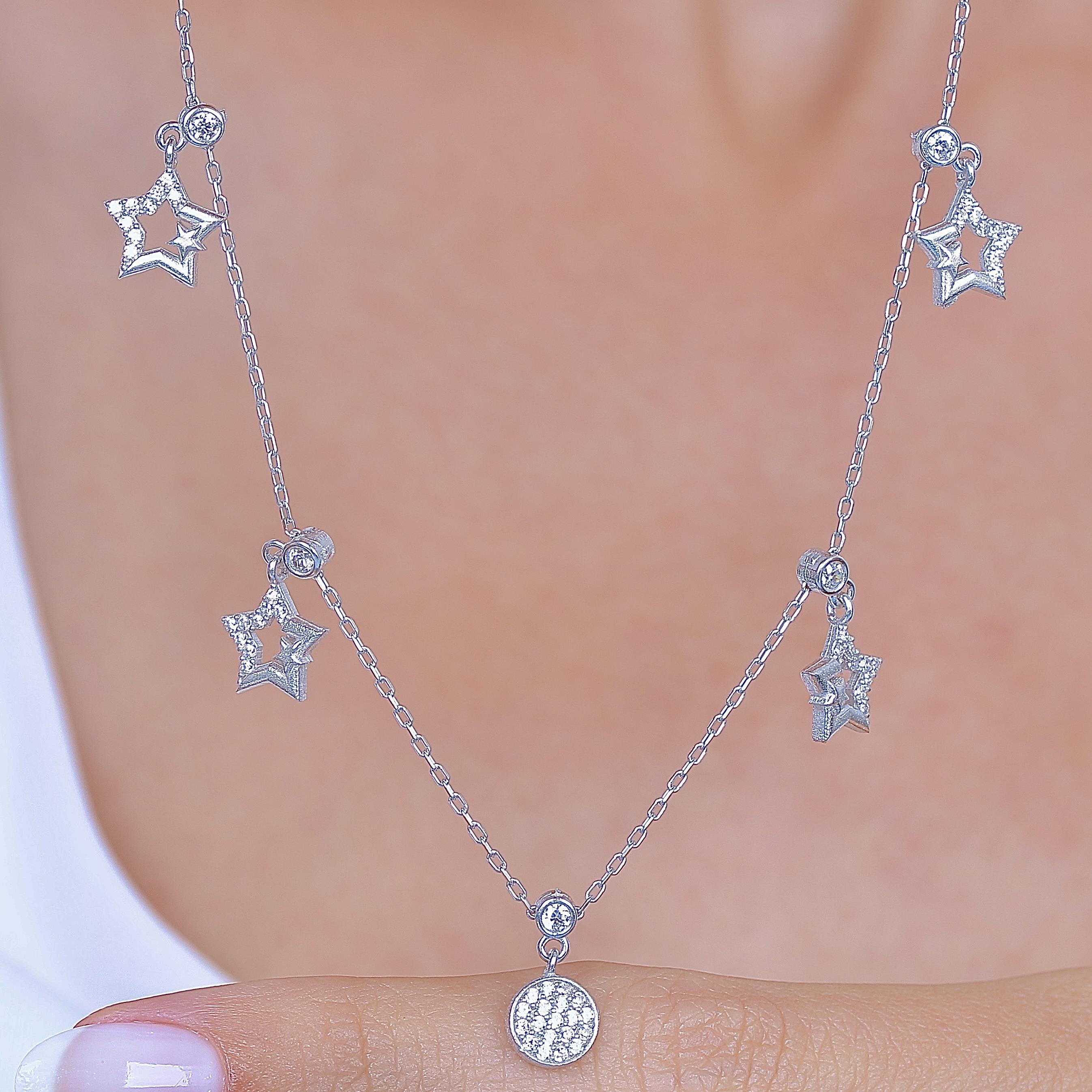 Starry Night Lucky Silver Choker Necklace