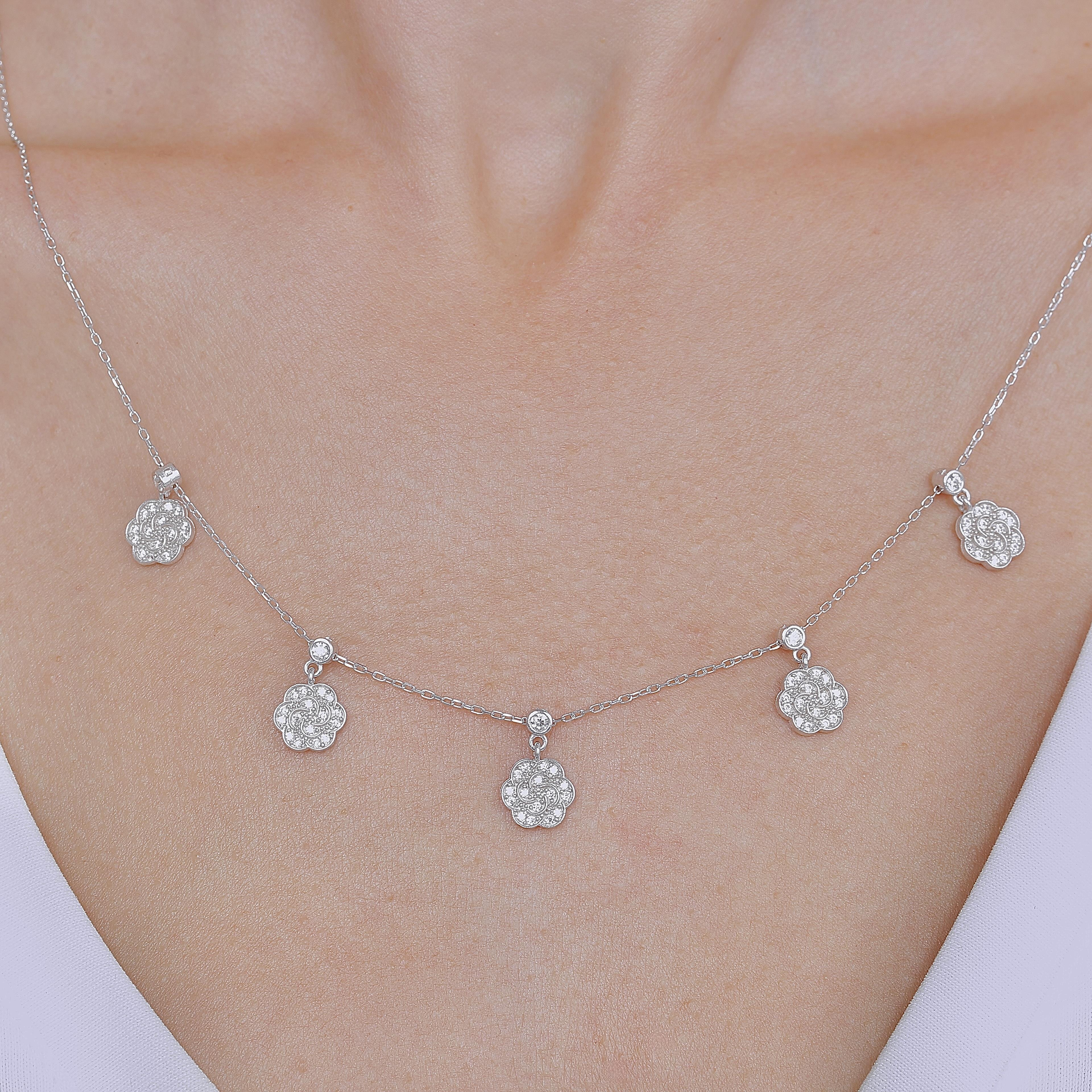 Clover Path Choker Silver Lucky Necklace